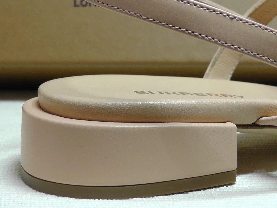 BURBERRY Pale Nude EMILY T-Strap Leather Thong Sandals Size 36.5 US***$720**NIB