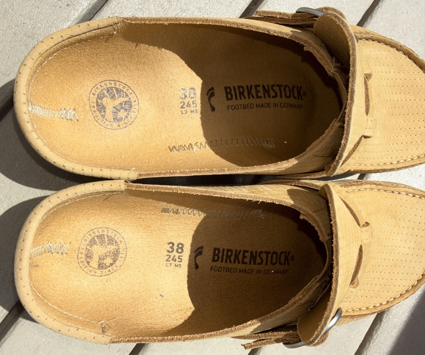 Birkenstock Buckley Cafe Latte Sand Tan Nubuk Leather Slip On EU 38N US 7-8EUC