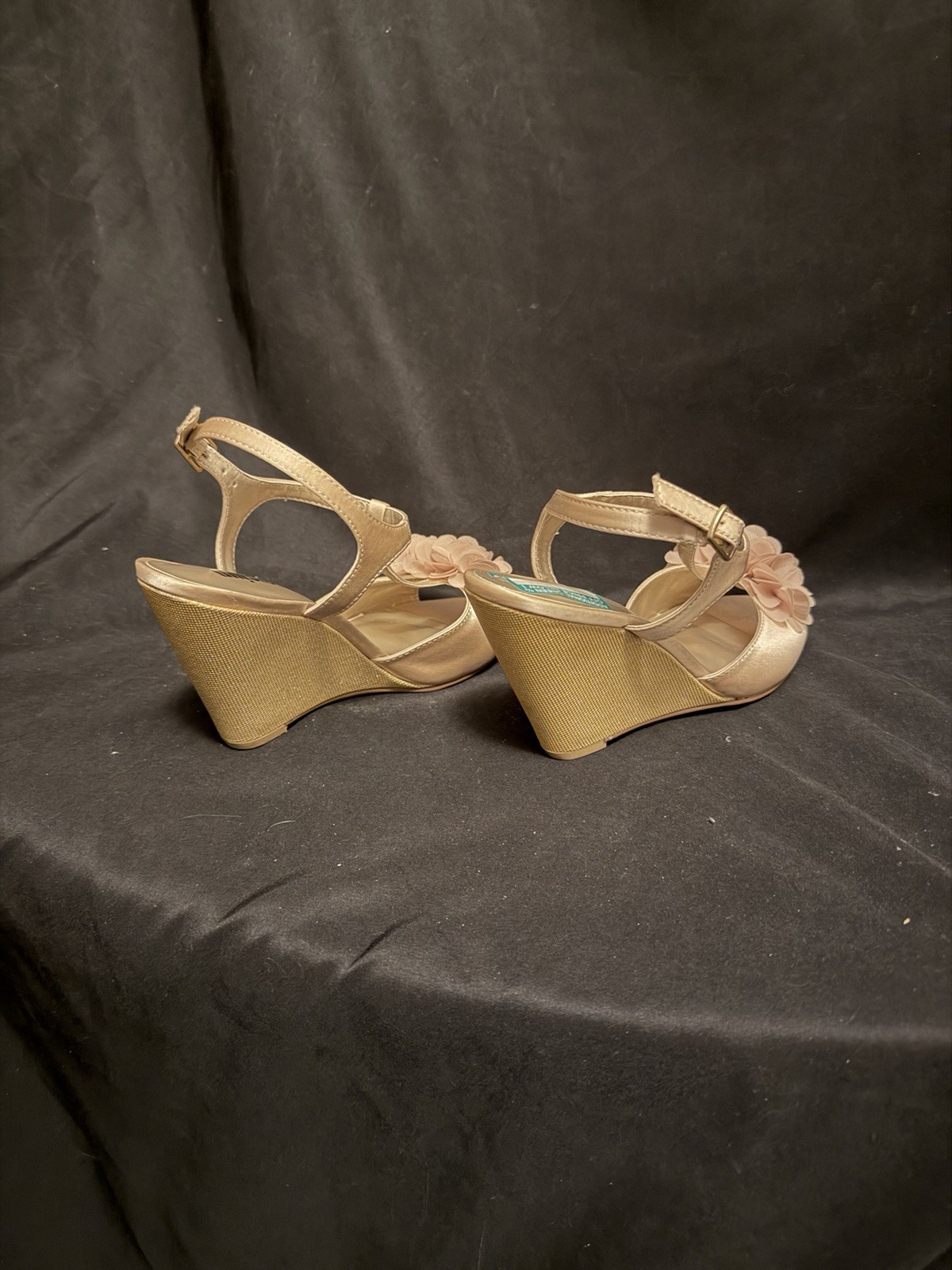 Unlisted Women’s Wedge – Size 6 1/2 – Champagne Metallic Strappy Heels