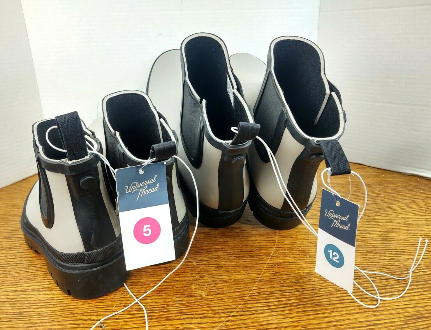 Universal Threads Grey Kaden Varies Szs Rubber Double Core Ankle Rain Boots NWT