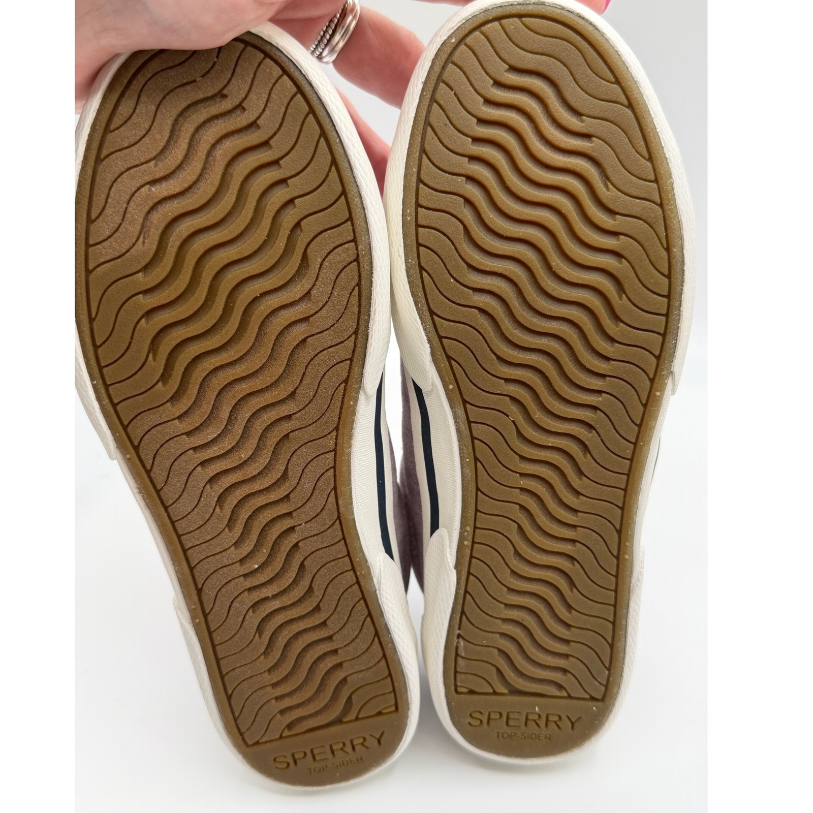 Sperry Pier Wave LTT Stripe Sneakers Women’s 5,EU:35,Mauve Purple Canvas Shoes