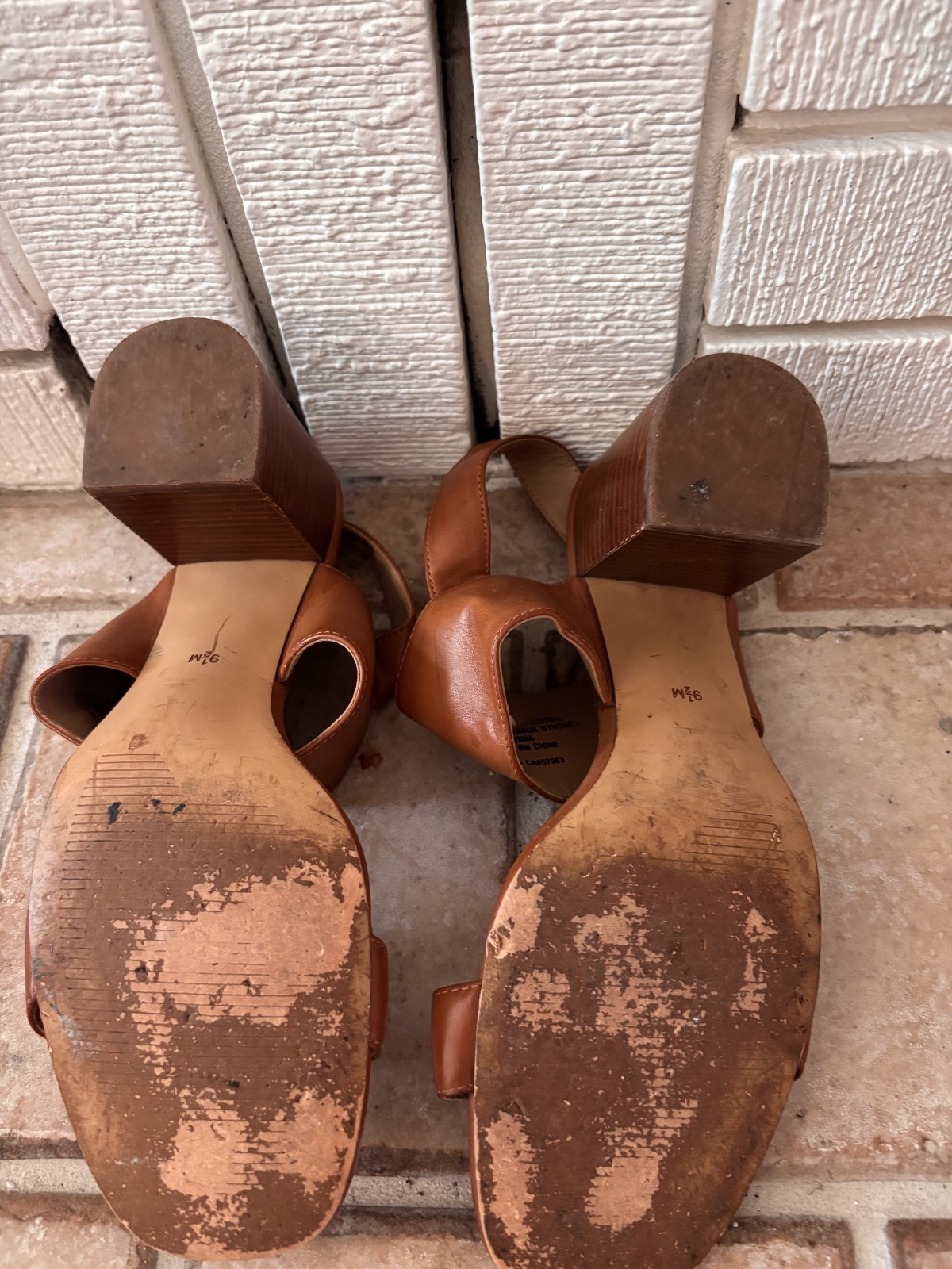 14th & Union Cognac Brown Ankle Strap Block Heel Sandal 9.5