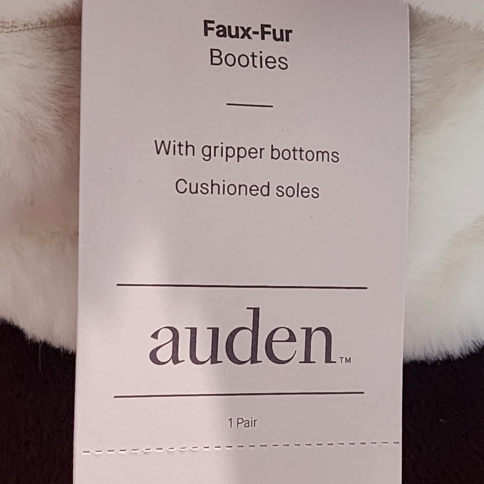 Auden Women’s Faux Fur Booties Slippers Gripper Soles Ivory Size M/L 8–10 NWT