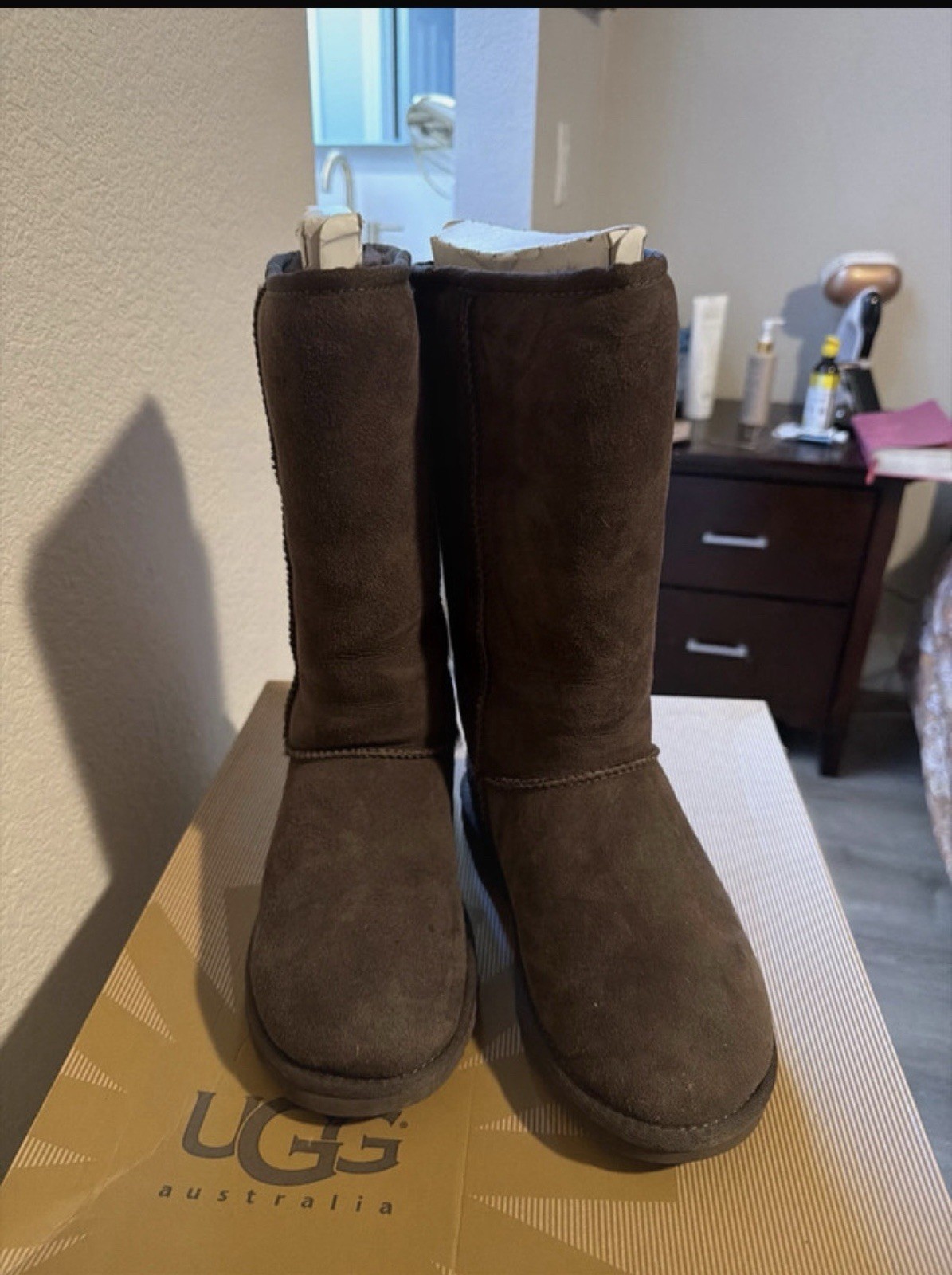 UGG Classic Tall Brown Suede Shearling Lined Pull On Knee High Boot US 5 EU 36
