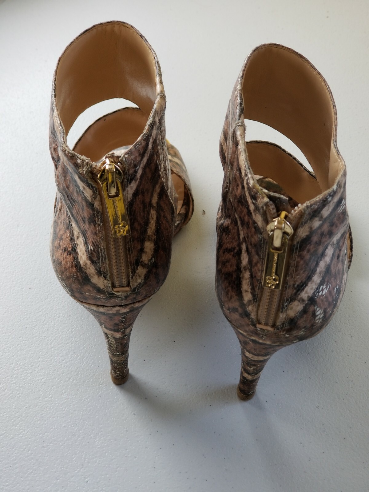 Jessica Simpson Womens Multicolor Beige Print Stiletto Sandals Size 8