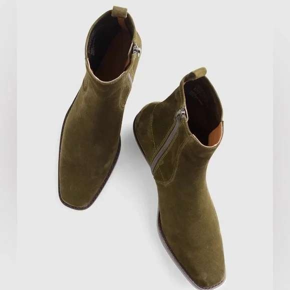 NEW Madewell Idris Glove Ankle Boot Green Suede Women 9.5 NX430 Western