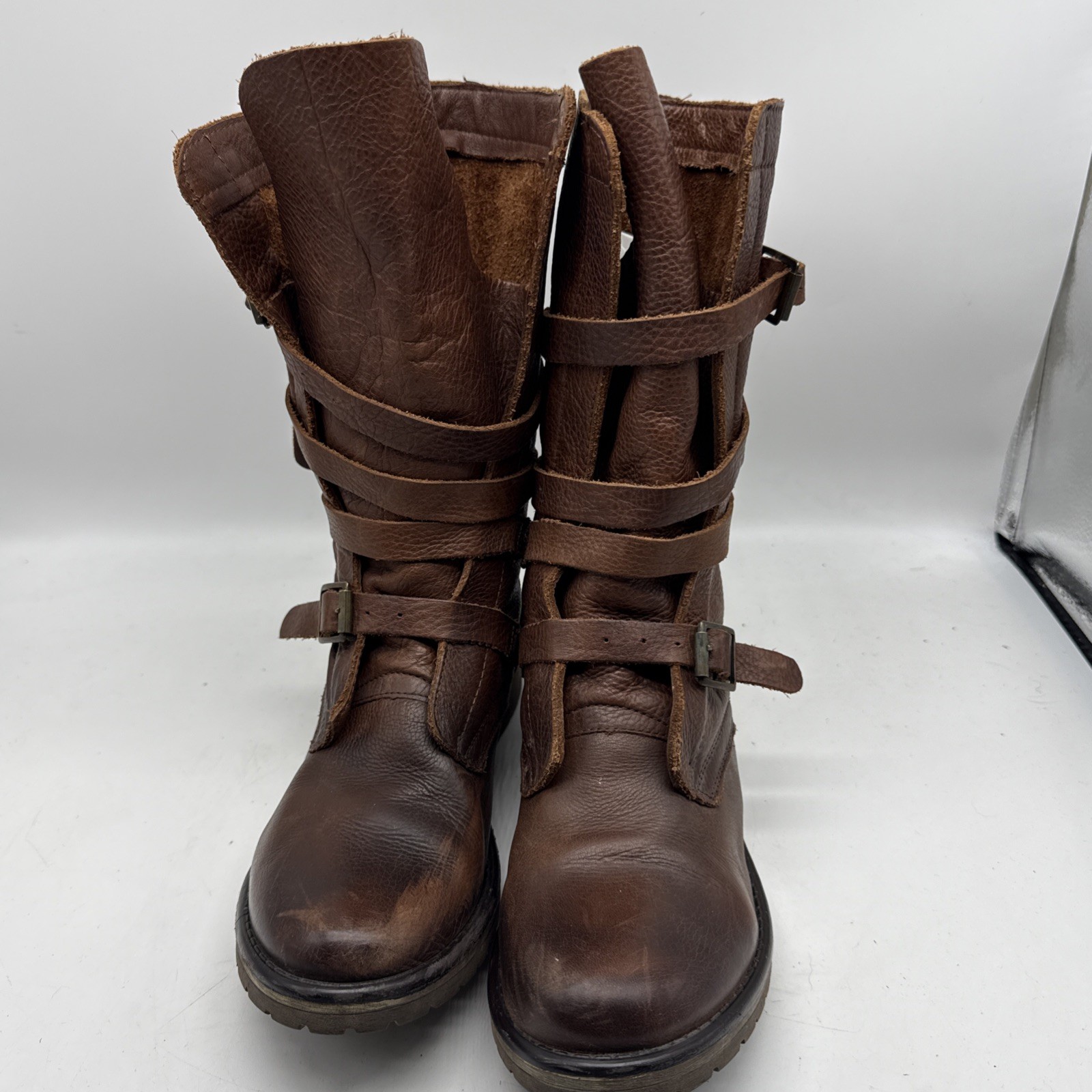 Steve Madden Combat Boots 8.5M Banddit Leather Moto Grunge Distress