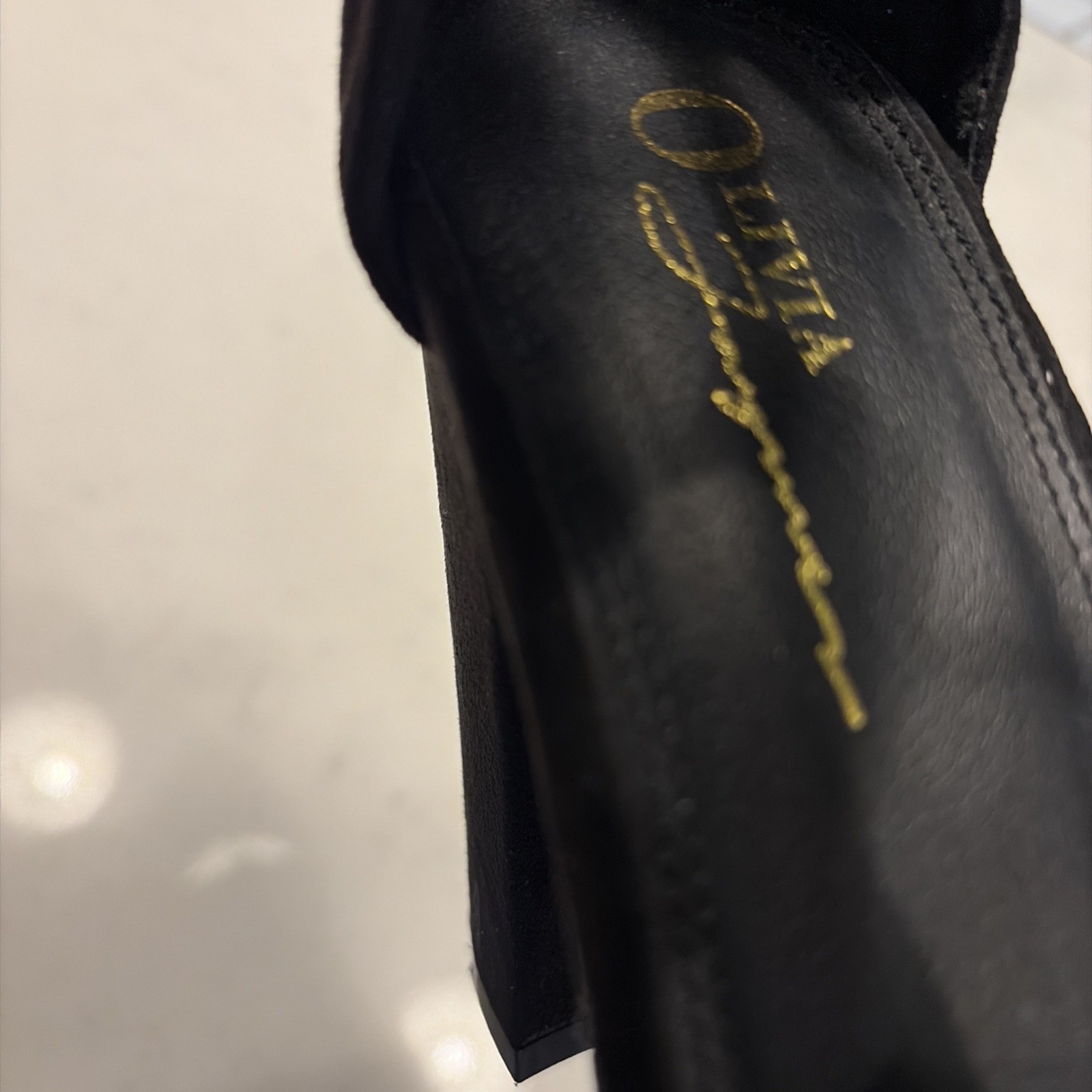 Olivia James Black Sure Lace Up Heels Size 9 4.25” Heel