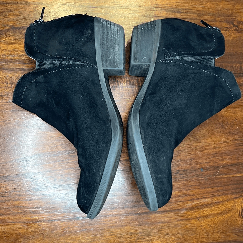 Carlos Bates 2 Black Faux Suede Almond Toe Ankle Boots US 6.5