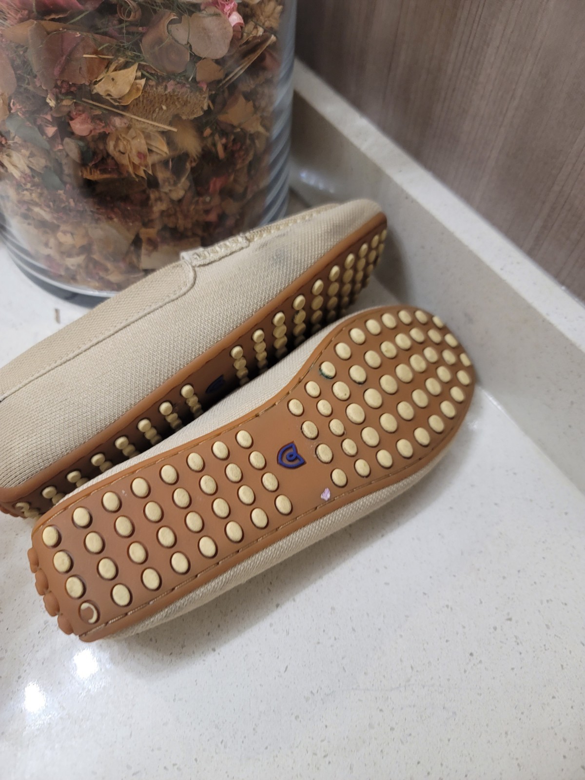 Rothy’s (Sz 8) The Daily Driver Loafers Shoes Womens Beige Poly Knit Slip On