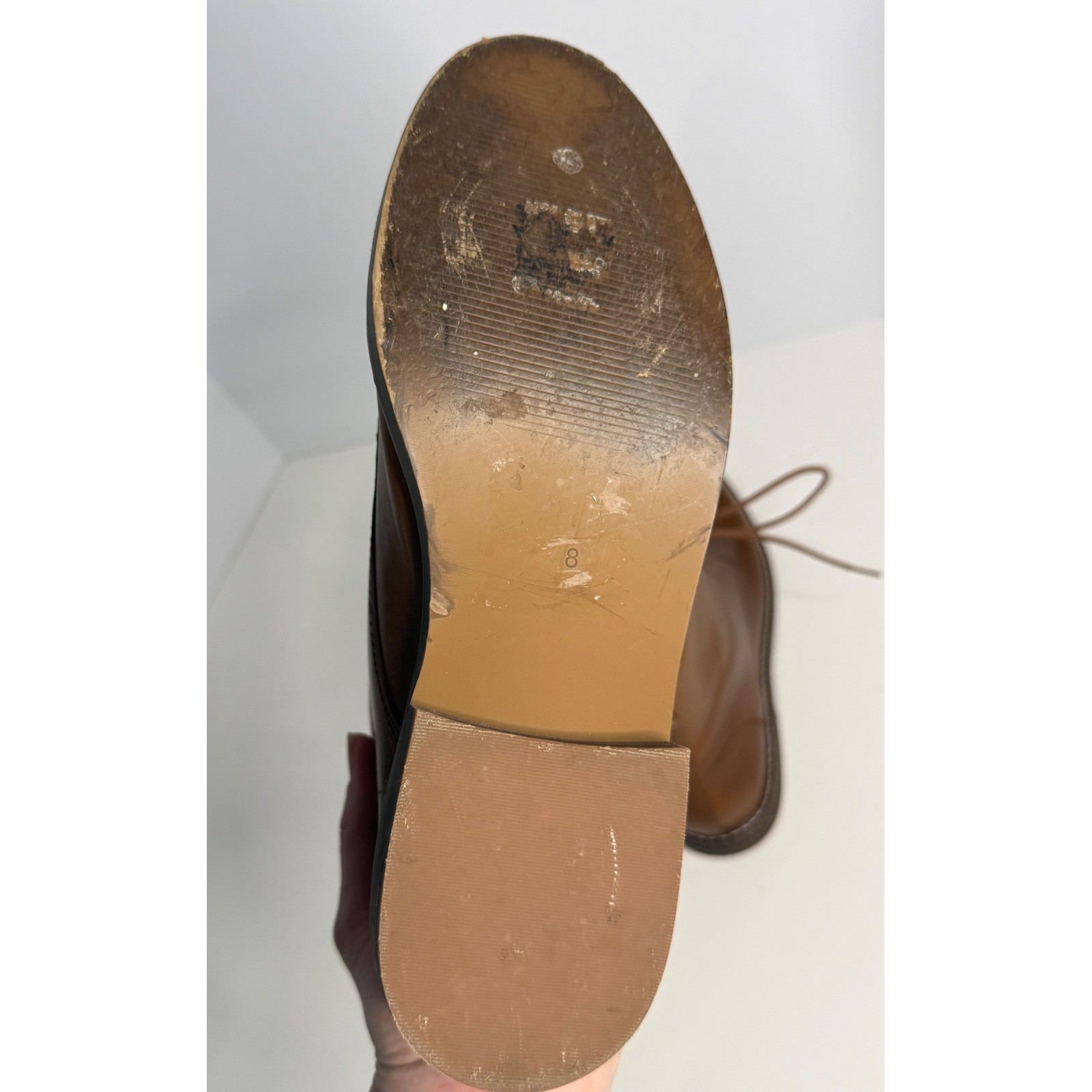 Madewell English Saddle Leather Lace Up Combat Boots NA974 Brown Womens Size 8