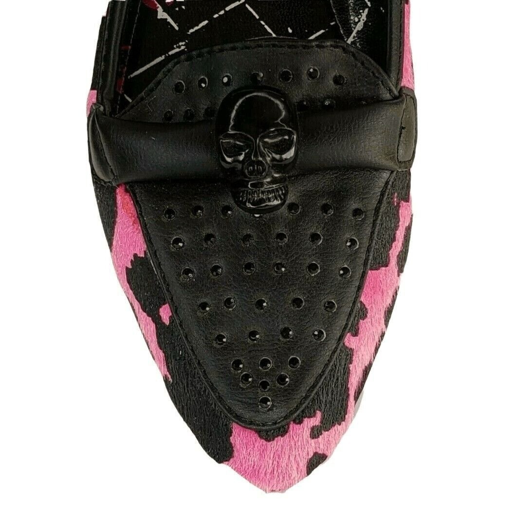 Abbey Dawn by Avril Lavigne Skull Shoes Size 5 Pink Black Flats Halloween Gothic