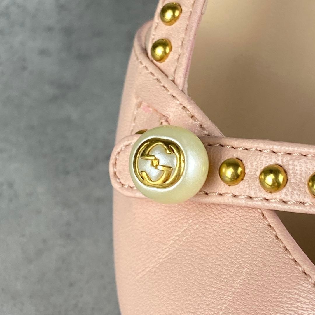 GUCCI Bamboo Slingback Pumps 23cm Baby Pink Leather High Heels