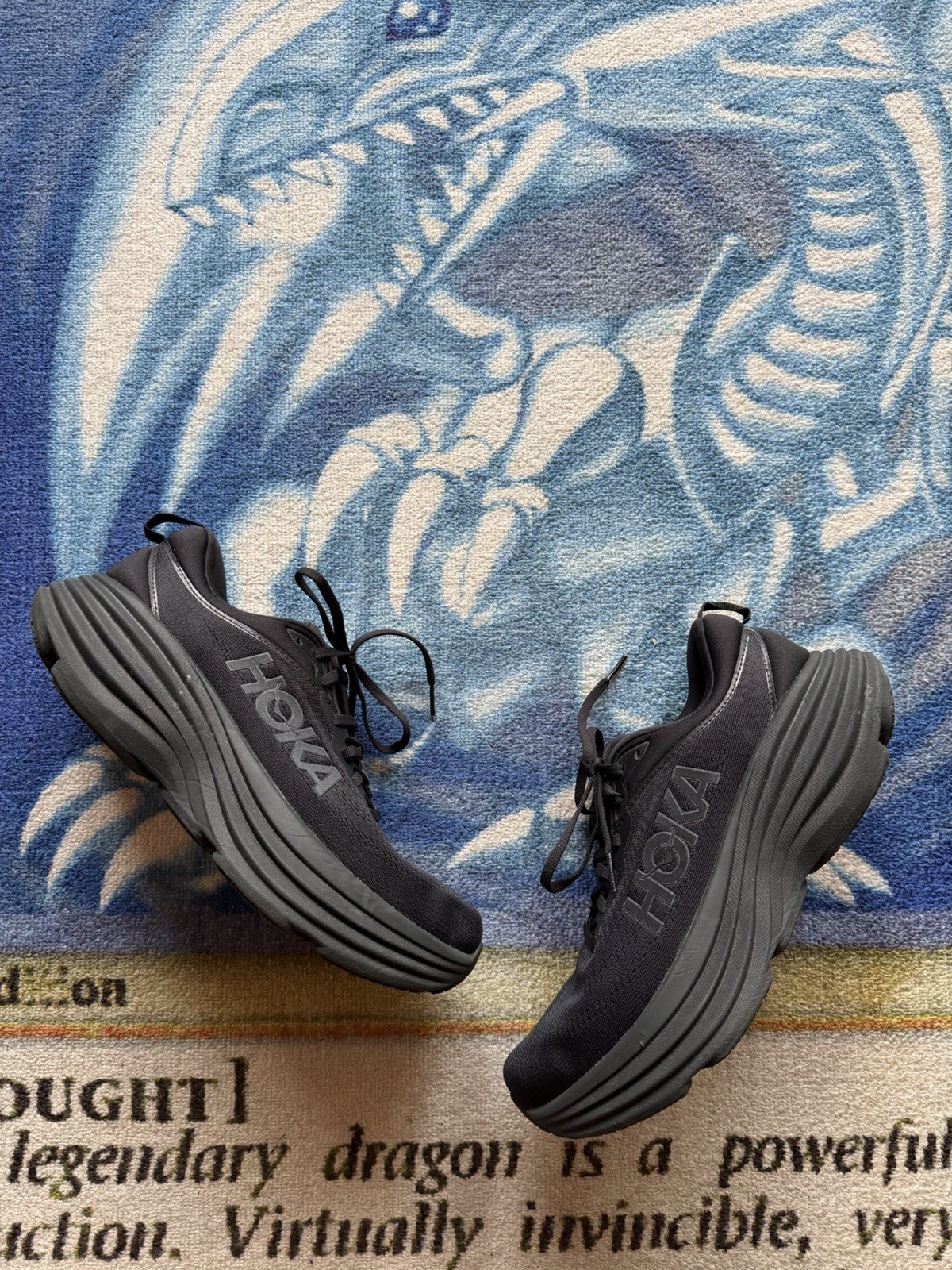 Hoka One One Bondi 8 Shoes Women’s 10.5 B Triple Black Running Athletic Sneaker