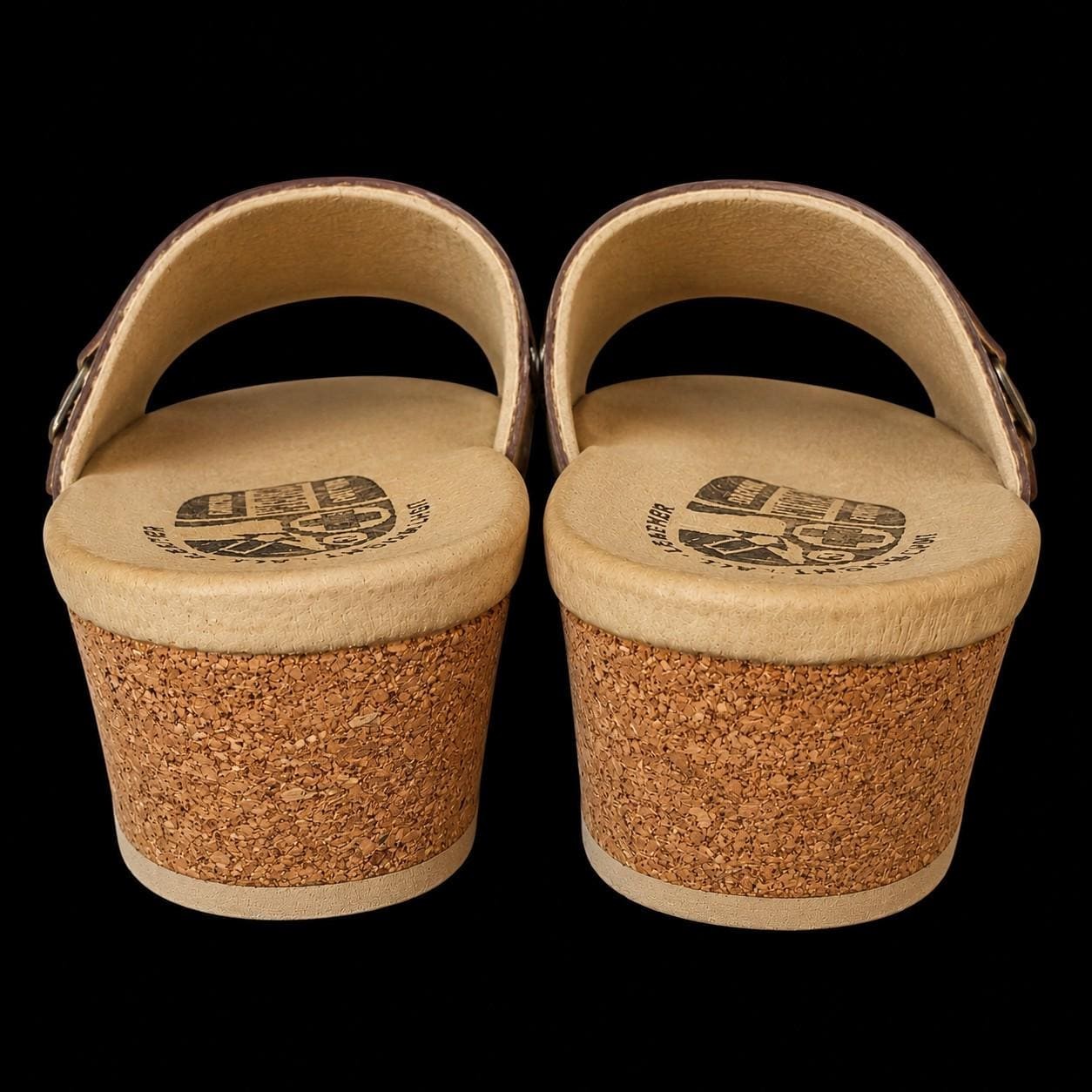 Worishofer Germany Patent Leather Cork Wedge Slides Womens US 6.5 Mauve