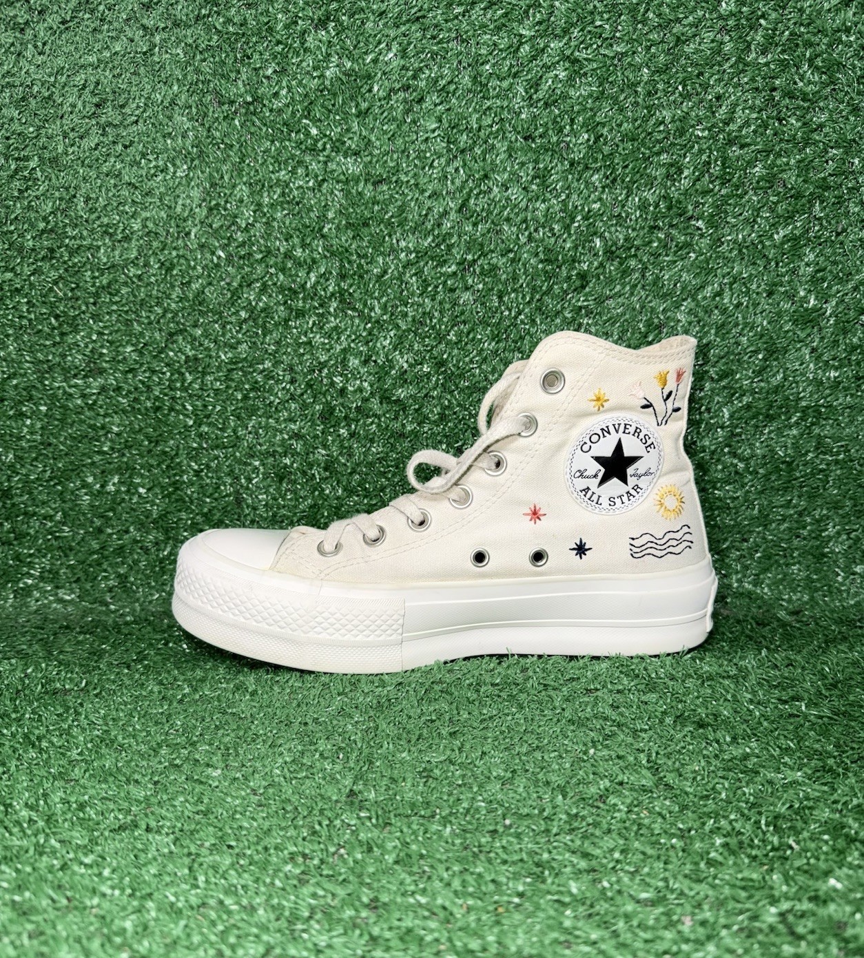 Converse Chuck Taylor All Star Platform White Floral Casual Shoes Women Size 6.5