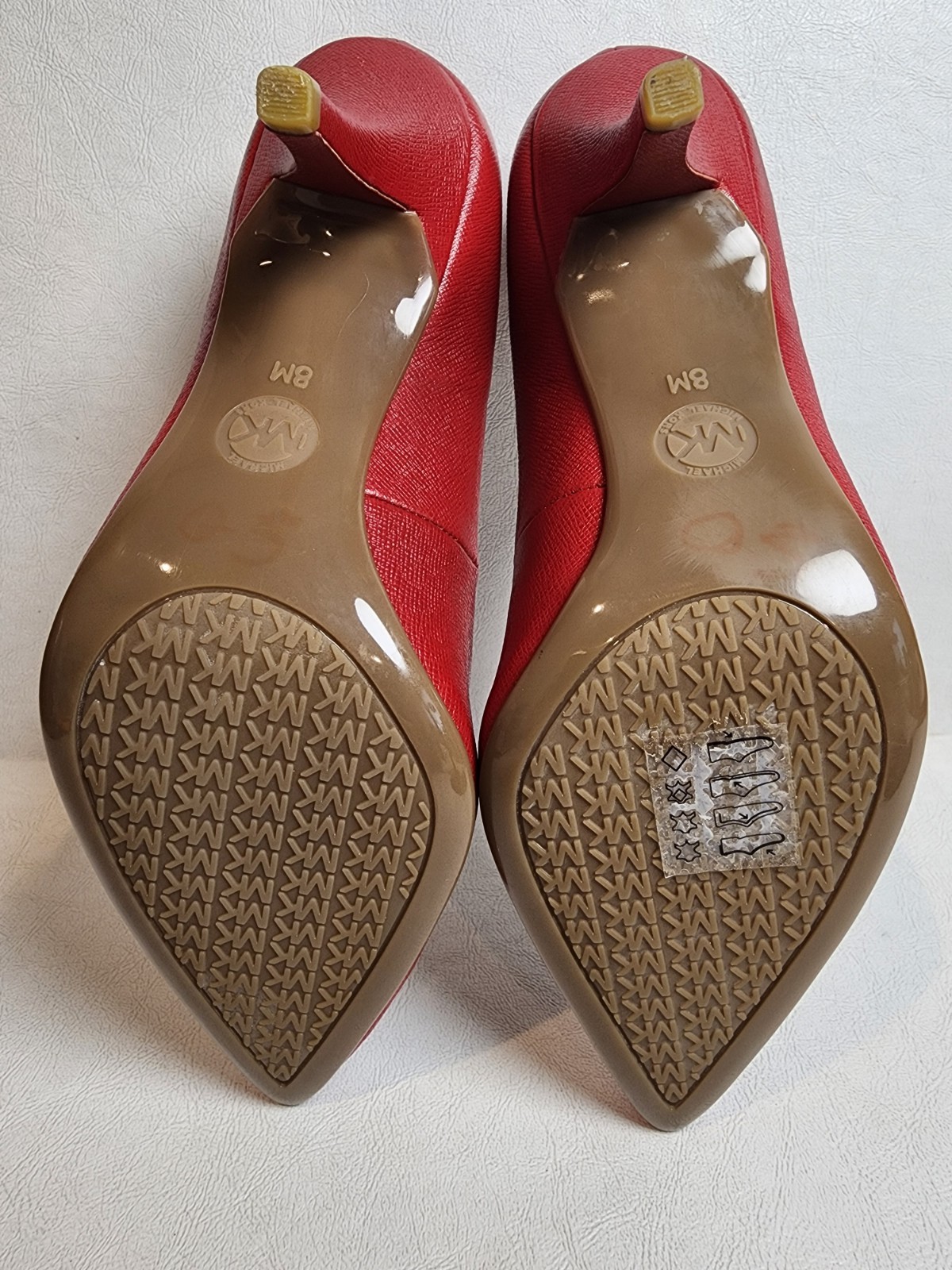 MICHAEL Michael Kors Red Pointed Toe Pump Saffiano Leather Logo US 8