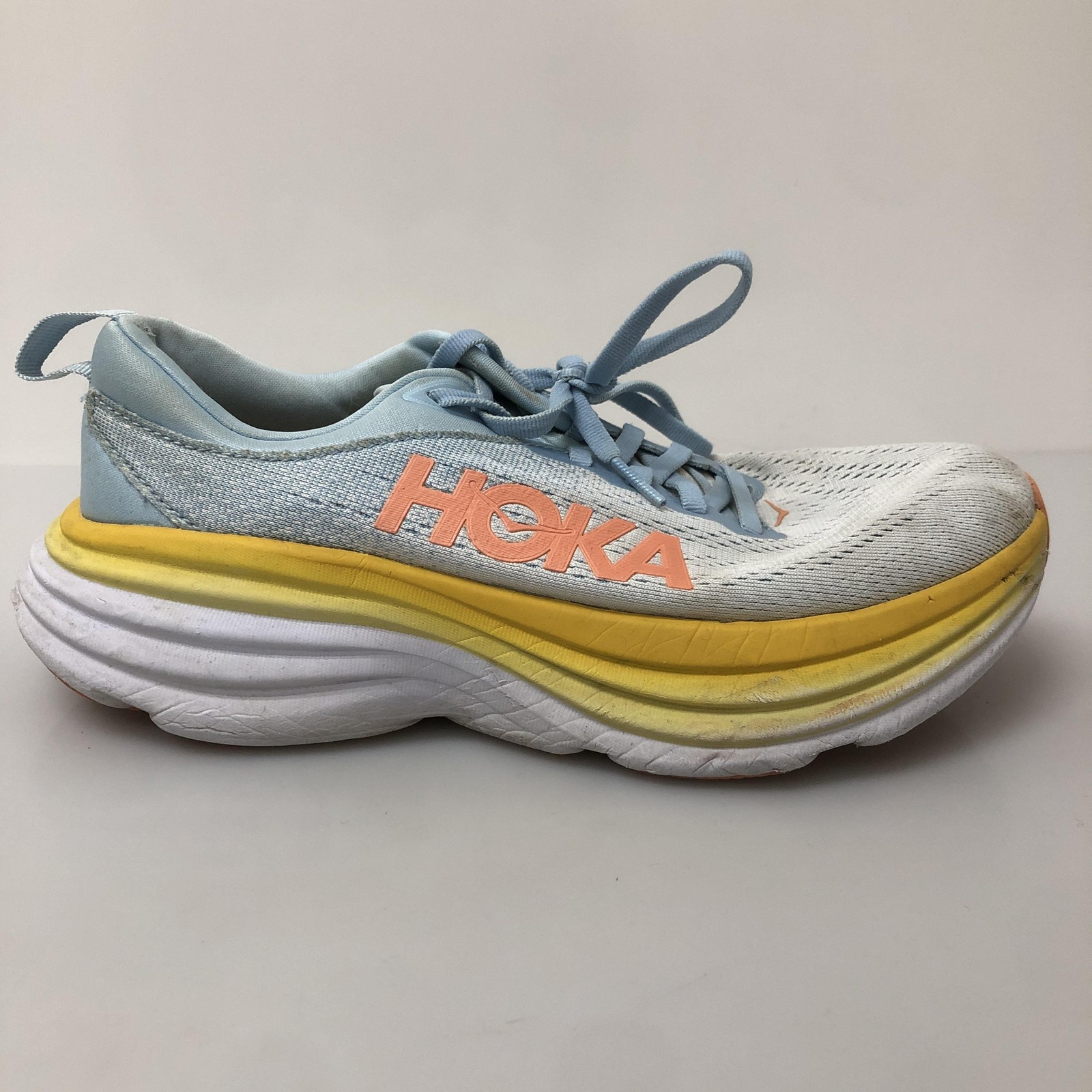 Hoka One One Bondi 8 Shoes Womens Size 7 Blue Running Sneakers 1127952 SSCA
