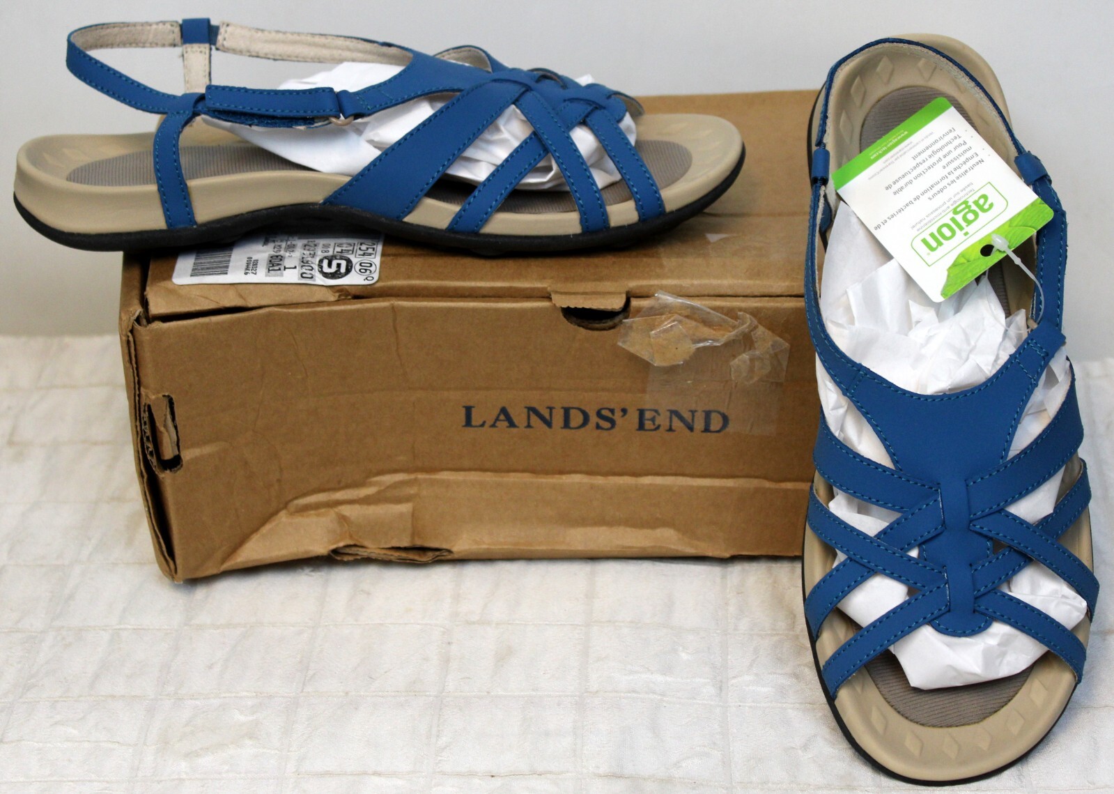 Land’s End Sandals Agion sz 8B Terrain Deep Sea Mist Blue Women Summer Beach