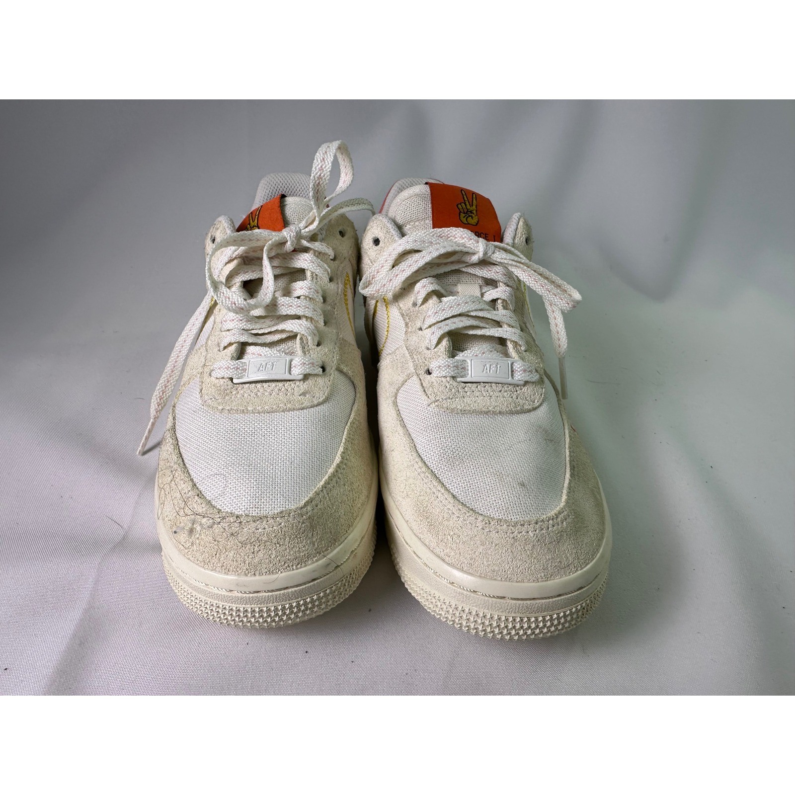 Nike Air Force 1 07 Low Peace Rock N Roll White Sail Cream Suede Women Size 7