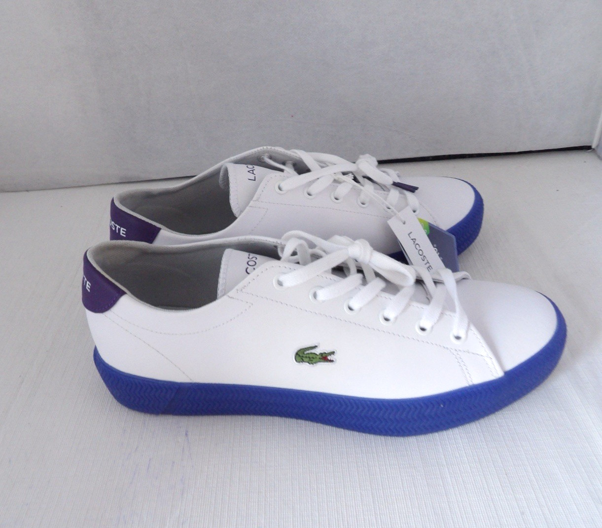 NWOB Authentic LACOSTE White/Purple Leather Women’s Sneakers Size 9 M