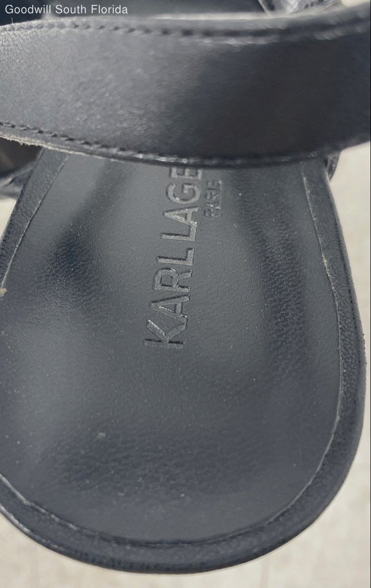 Karl Lagerfeld Womens Colene Black Buckle High Cone Platform Heels Size 8.5M