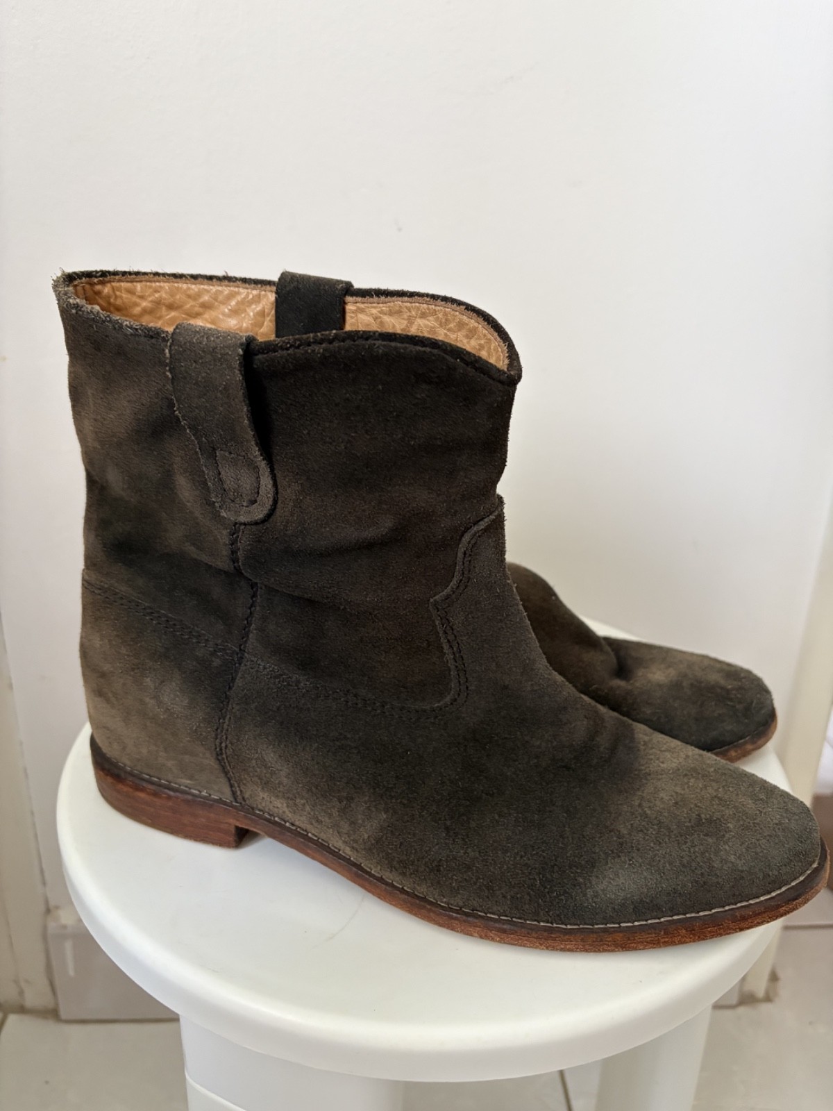 ISABEL MARANT-boots susee- suede-wedges- faded black- 42