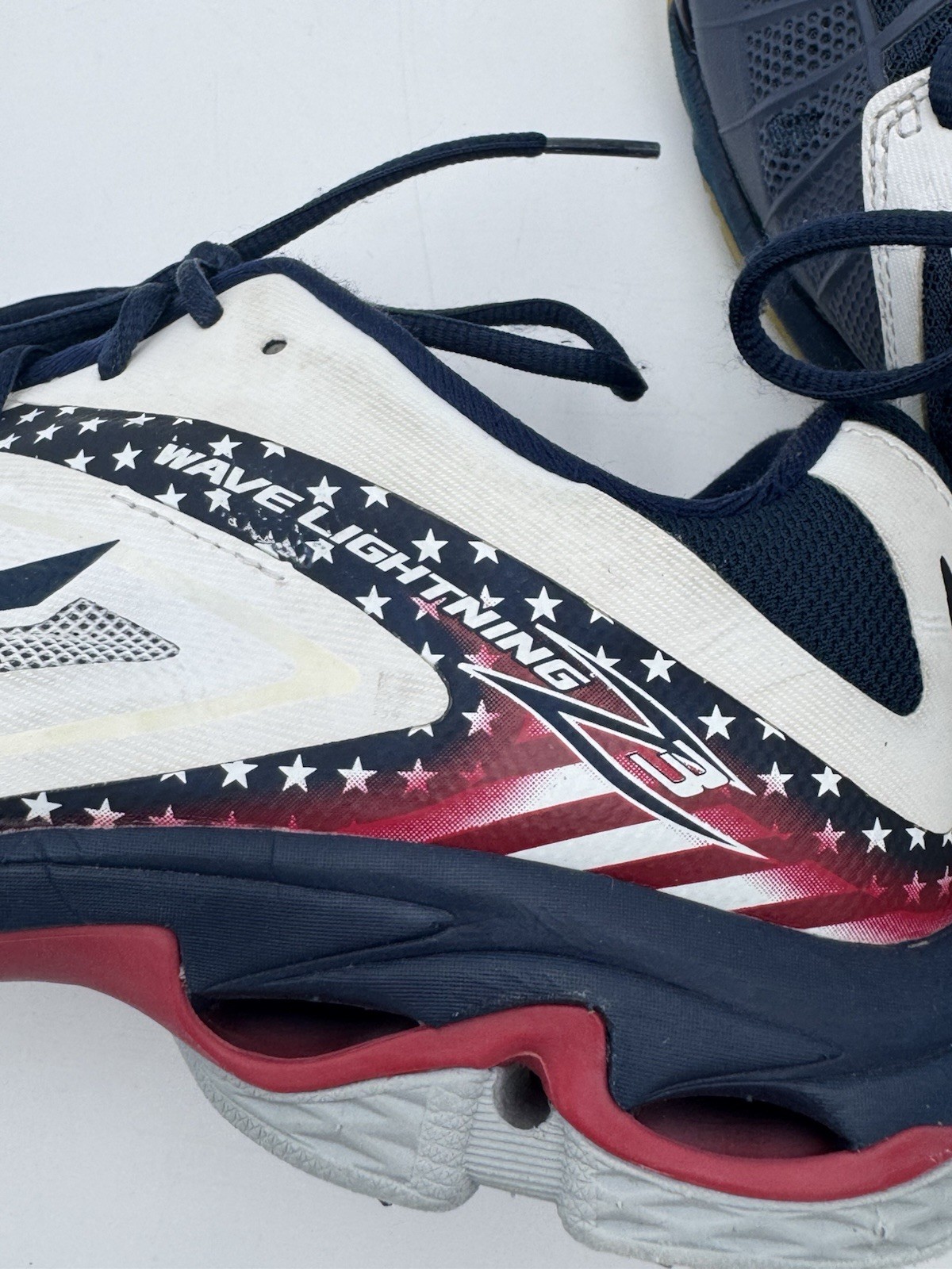 Mizuno Shoes Women’s Wave Lightning Z3 USA Volleyball Red White Blue Size 10