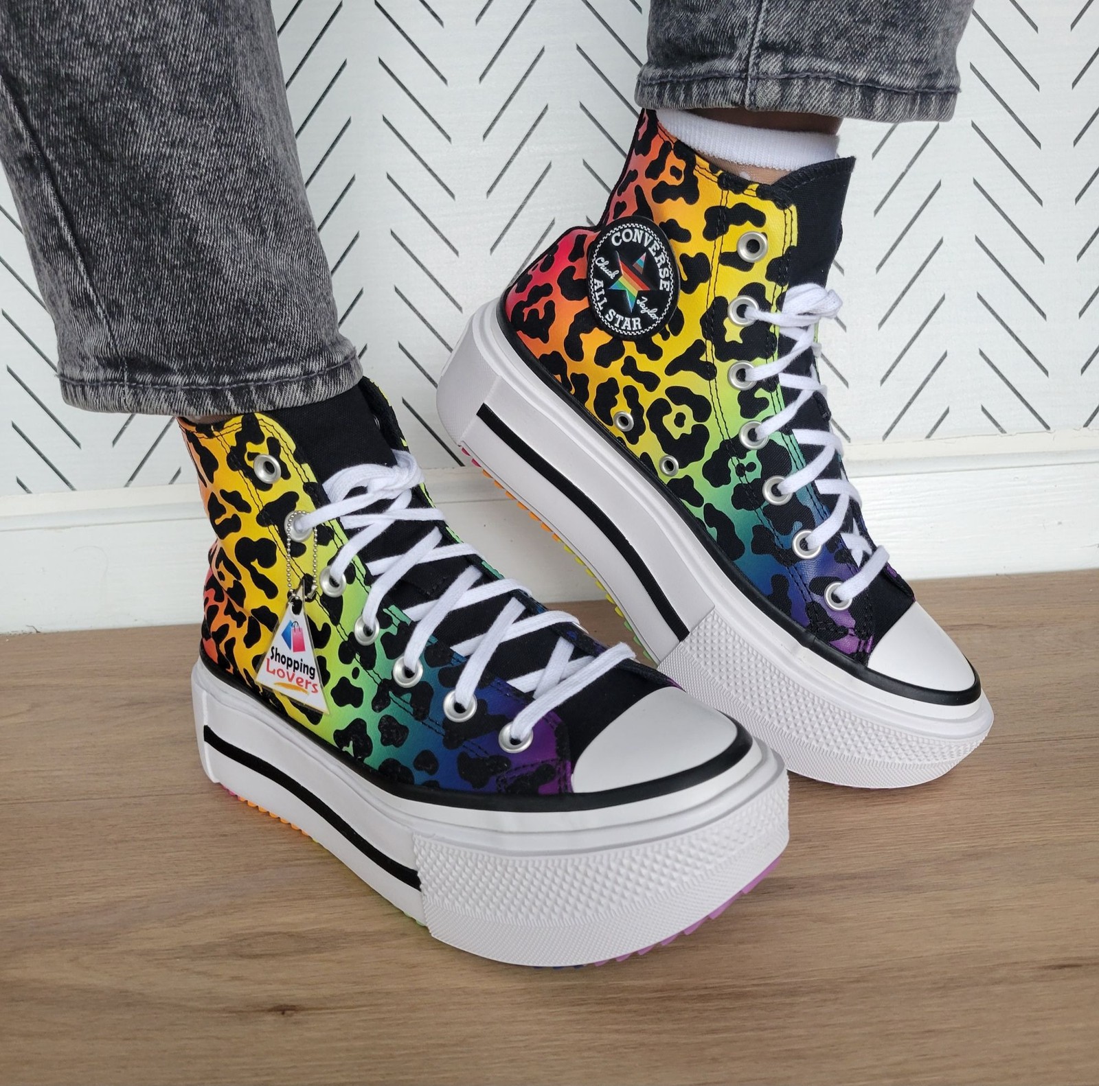Converse Chuck Taylor All Star Platform Pride Sz 7.5 Women Shoes Leopard A15782C