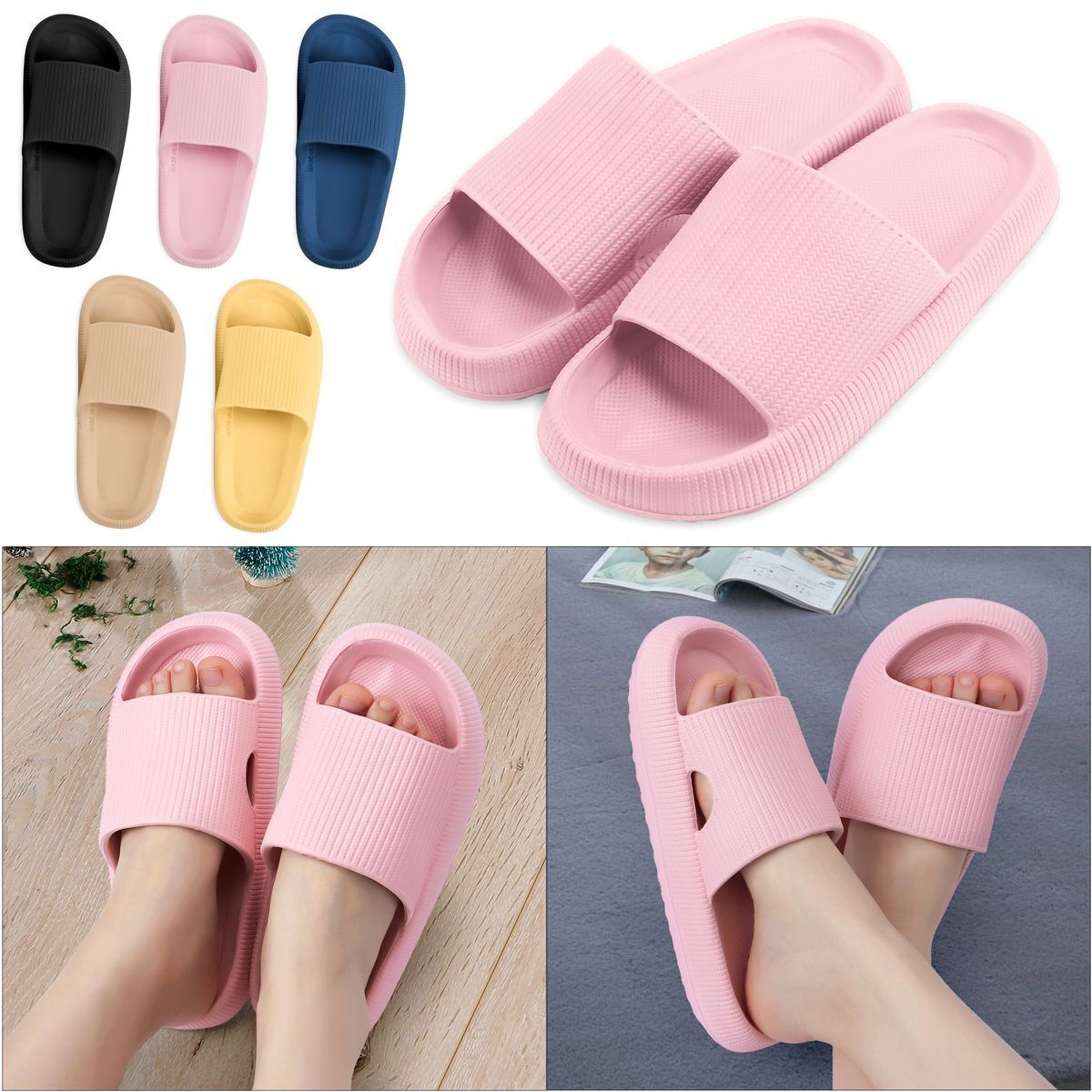 Soft Home Sandals Thick Platform Bathroom Cloud Slippers Non-Slip Flops Unisex