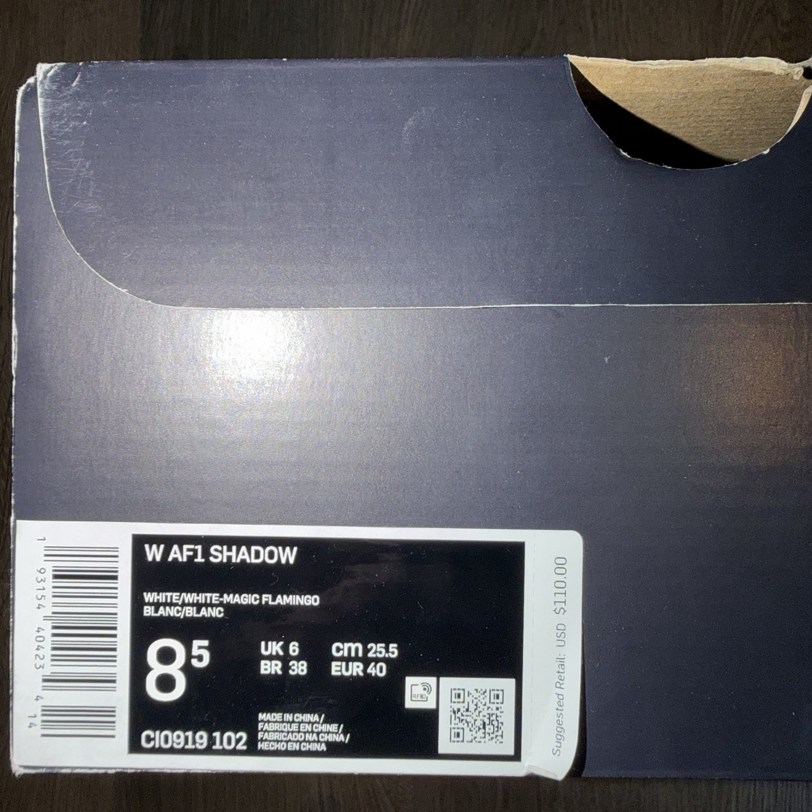 Nike Air Force 1 Shadow «White Magic Flamingo» Pink CI0919-102 Womens Size 8.5