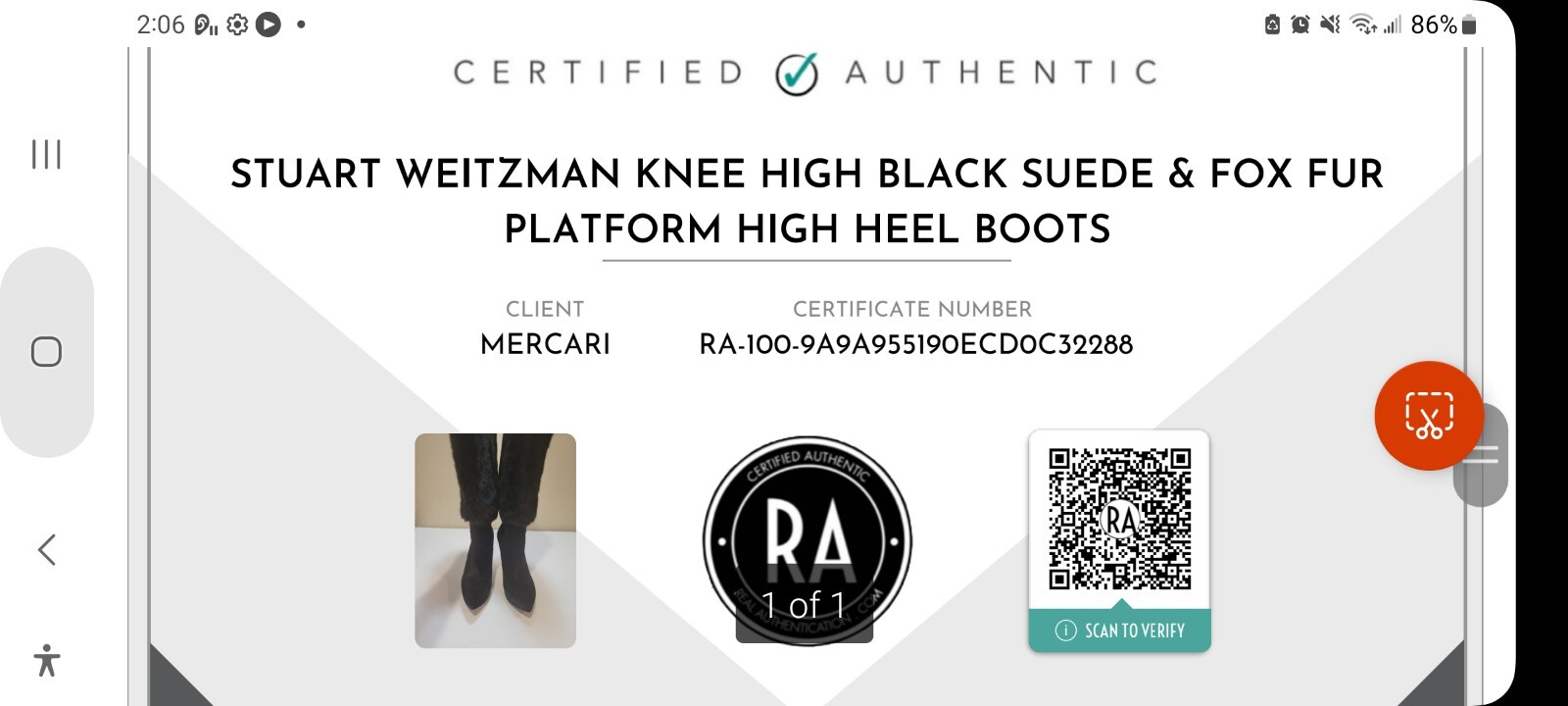 Stuart Weitzman Knee High Black Suede & Fox Fur Platform High Heel Boots