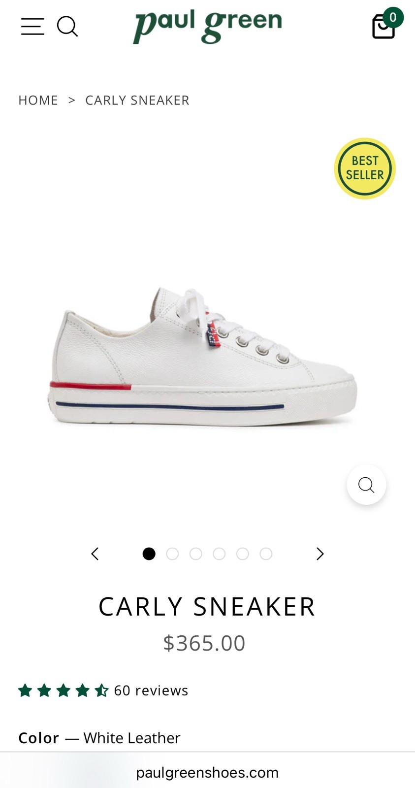 【EUC!】Paul Green ✤ Carly Sneakers White Pebble Leather US W 8.5 🇦🇹Austria Made