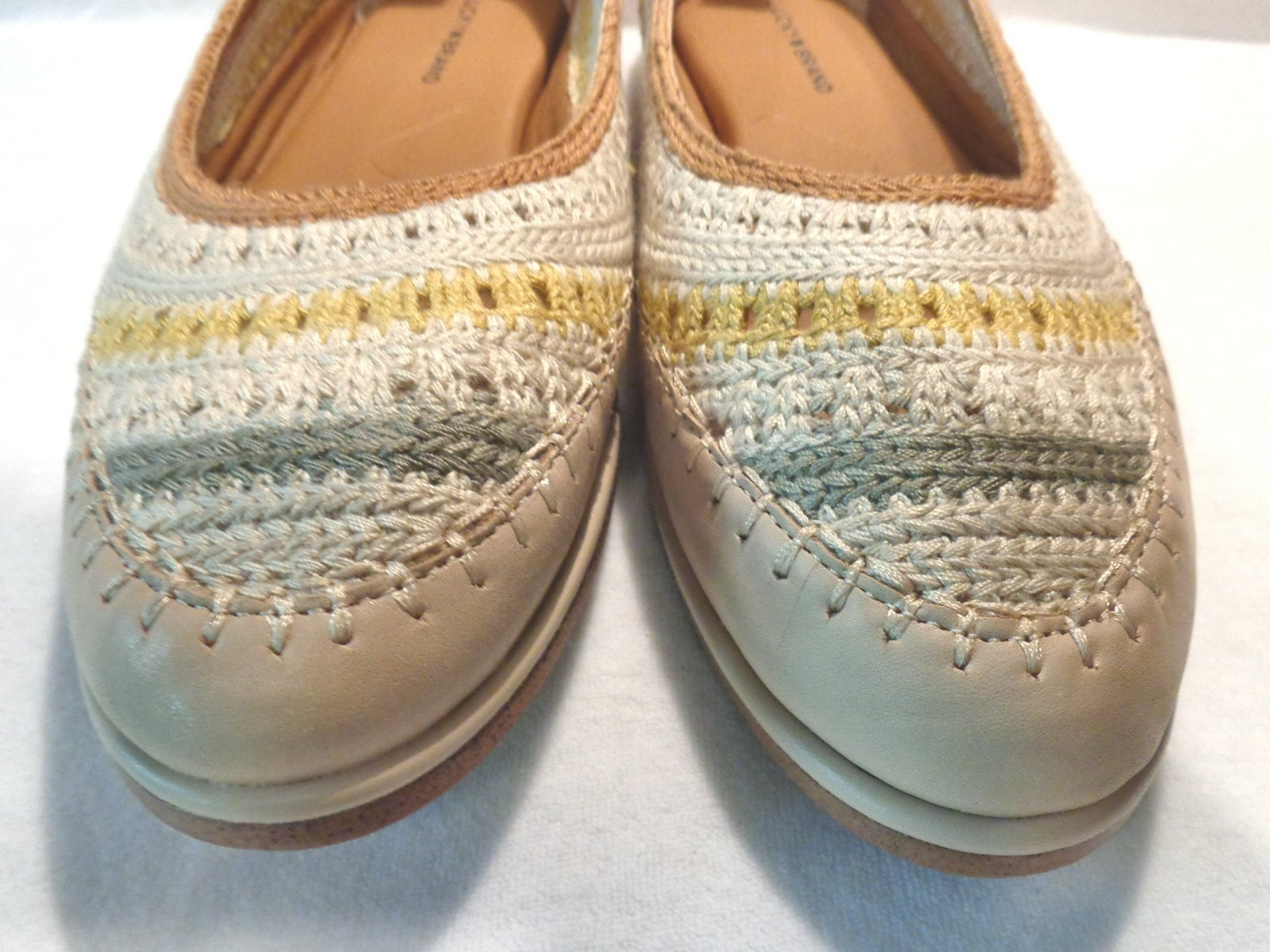LUCKY BRAND LK – WYLLY 8.5 CROCHET TEXTILE & LEATHER BALLET FLATS SLIP-ON SHOES