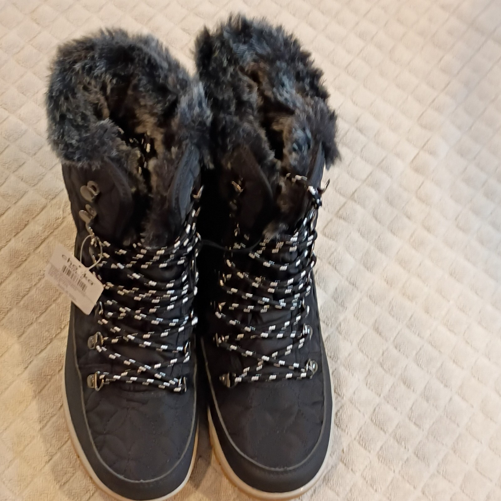 Chooka Women’s Belltown Mid Faux Fur Waterproof Lined Snow Boots Lace Up 8
