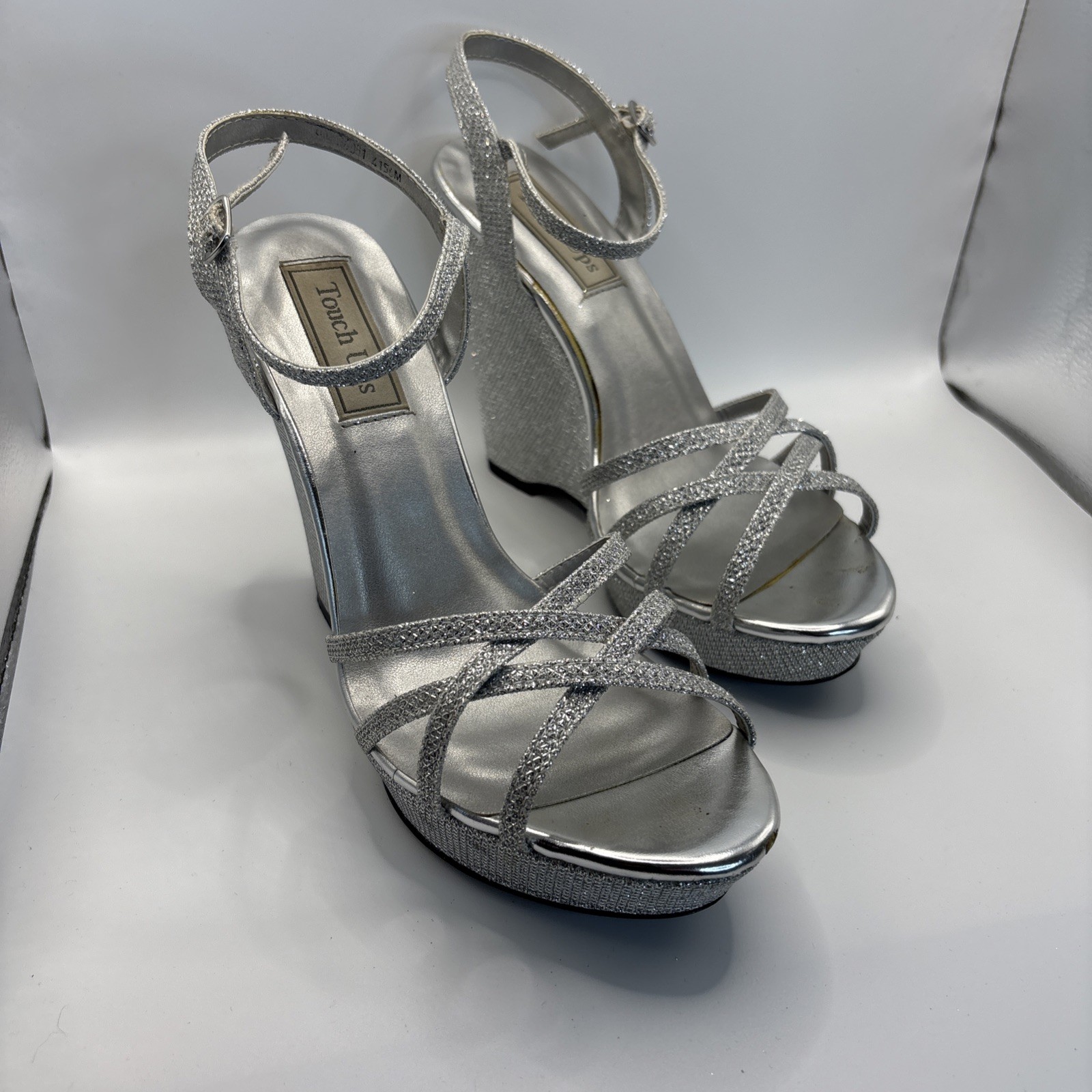 Touch Ups Size 8 Silver Wedge 4” Heel Special Occasion Model Jaden NIB