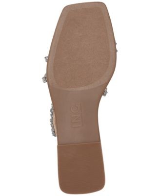 INC Womens Beige 0.5 Heel Strap Gem Pommona Slip On Sandals Shoes 6.5 M