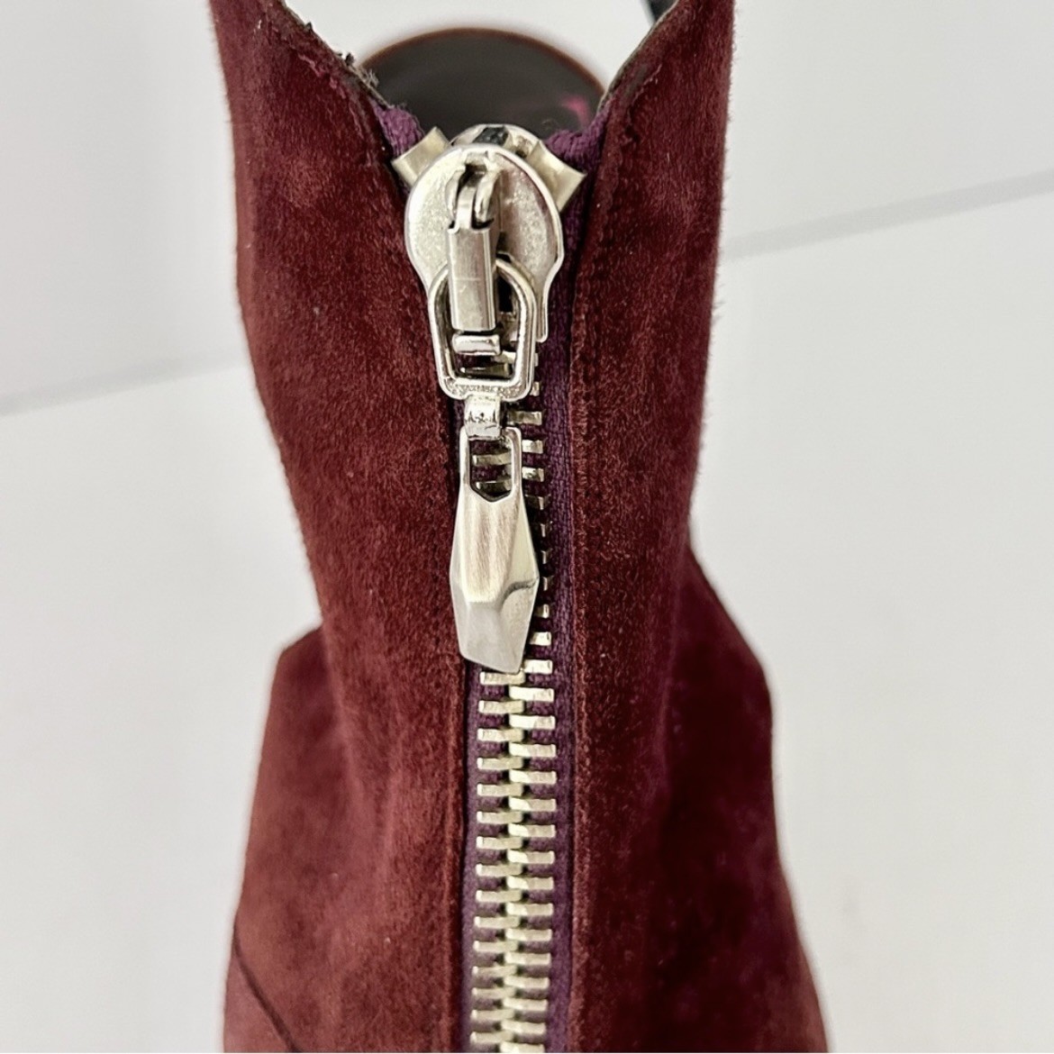 Diane von Furstenberg Suede Slingback Heels Shoe Pump Zip Burgundy Maroon Size 7