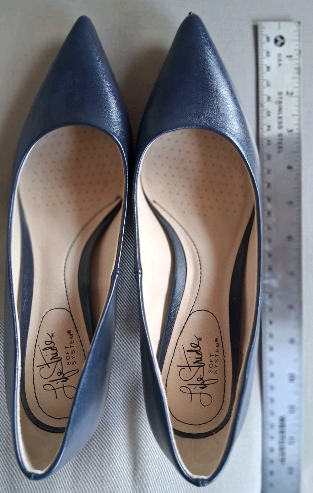 💙 LifeStride Soft System Navy Blue Kitten Heel Pumps Women’s 8M Comfort Shoes