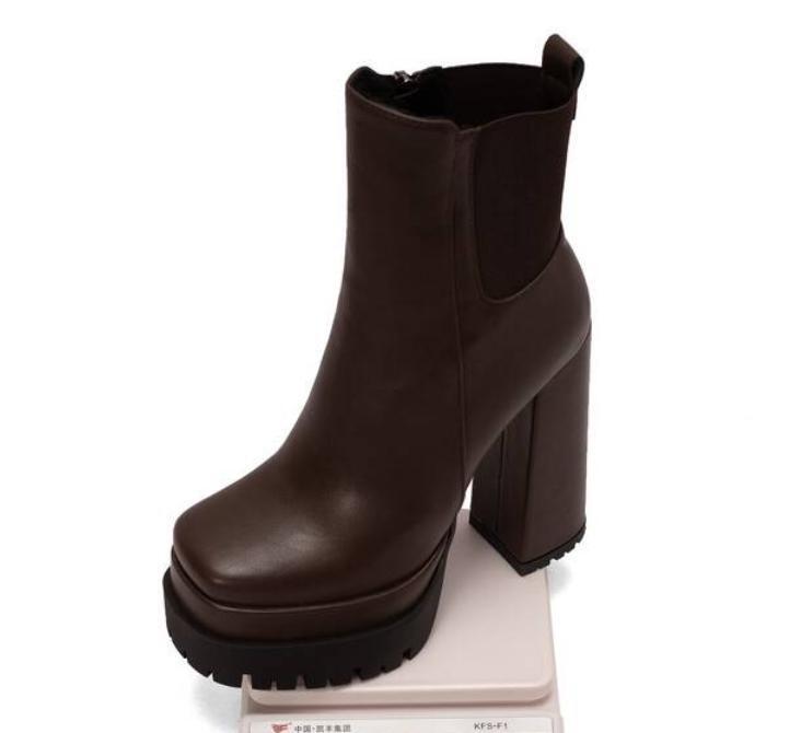 Women’s Casual Party Prom Ankle Boots Side Zip Block Heel Platform Shoes Elegant