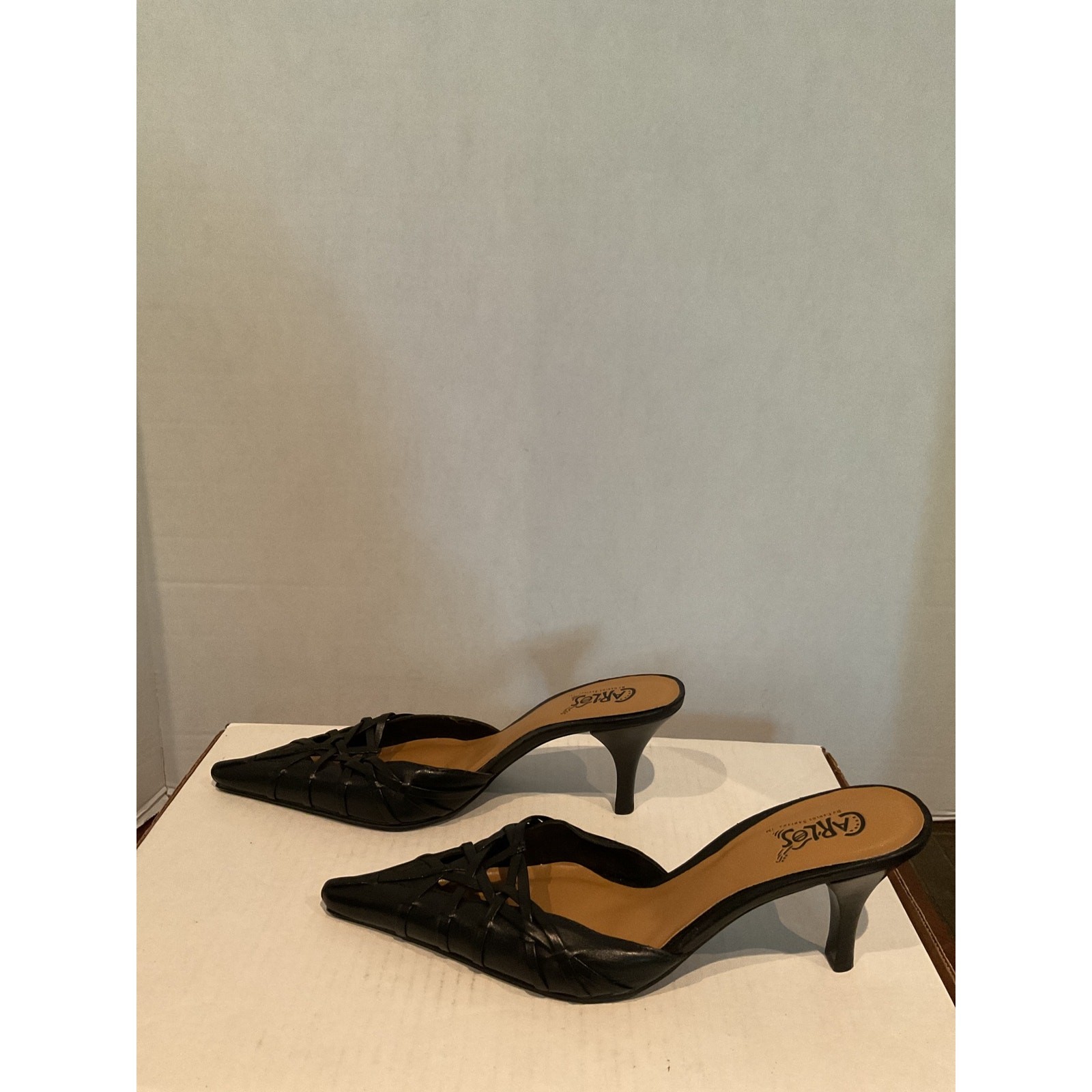Carlos-Carlos Santana -“Vicious “ – Slim Low Heeled Leather Mules – Brazil – 7M
