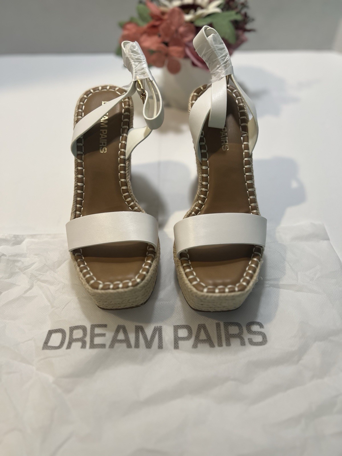 Dream Pairs Platform One Strap Espadrille Wedge Sandals In White – Sz 6