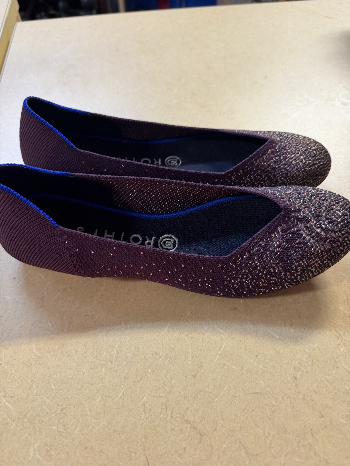 Rothy’s Size 9 Sparkle Knit Ballet Flats with Blue Trim