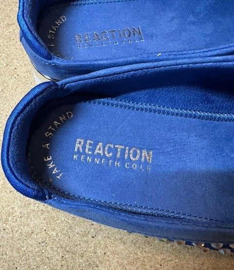 Kenneth Cole Reaction Platform Sneaker Womens 8.5 Blue Suede Rhinestone NWOT