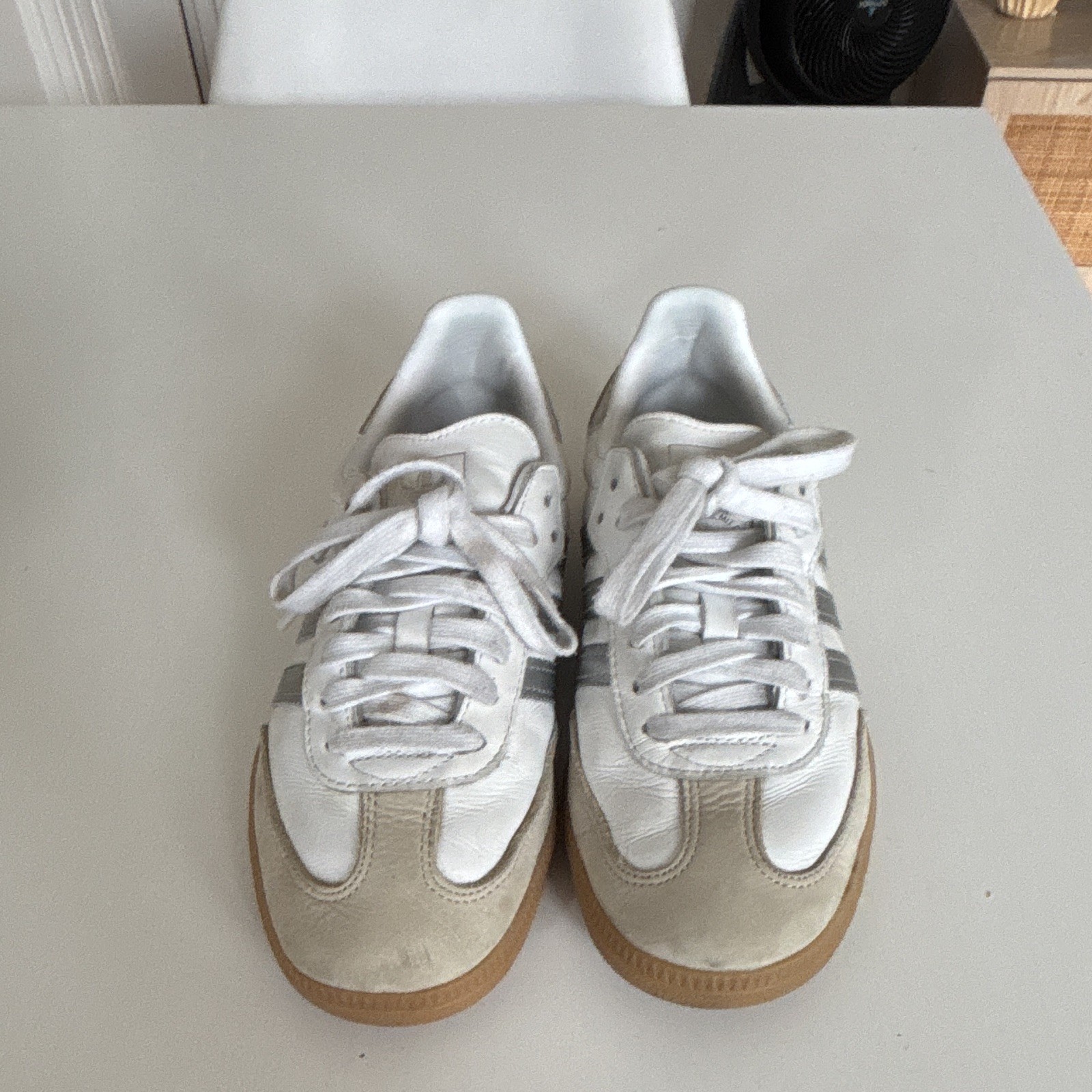 adidas Samba Women’s OG Low Top White/Silver/Gray Leather Sneaker JI2725