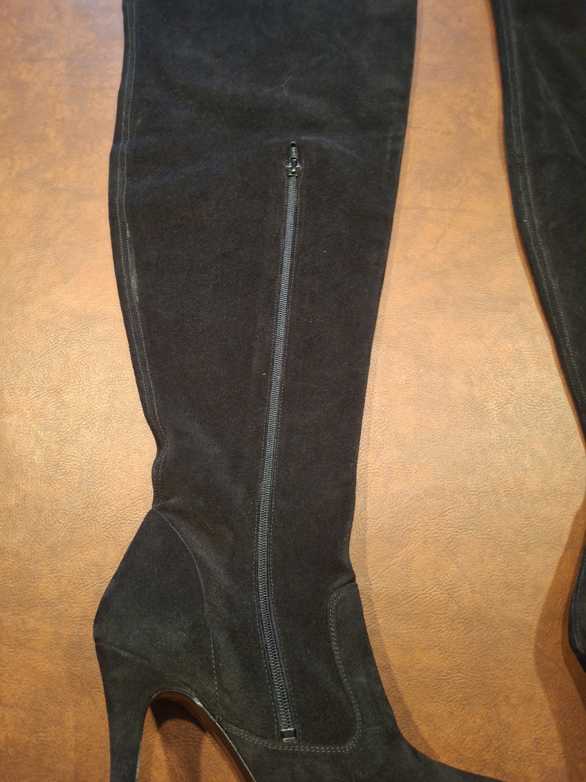 FERNANDO BERLIN CROTCH LEATHER BOOTS BLACK SUEDE 41 UNLINED LEATHER PLUS SIZE