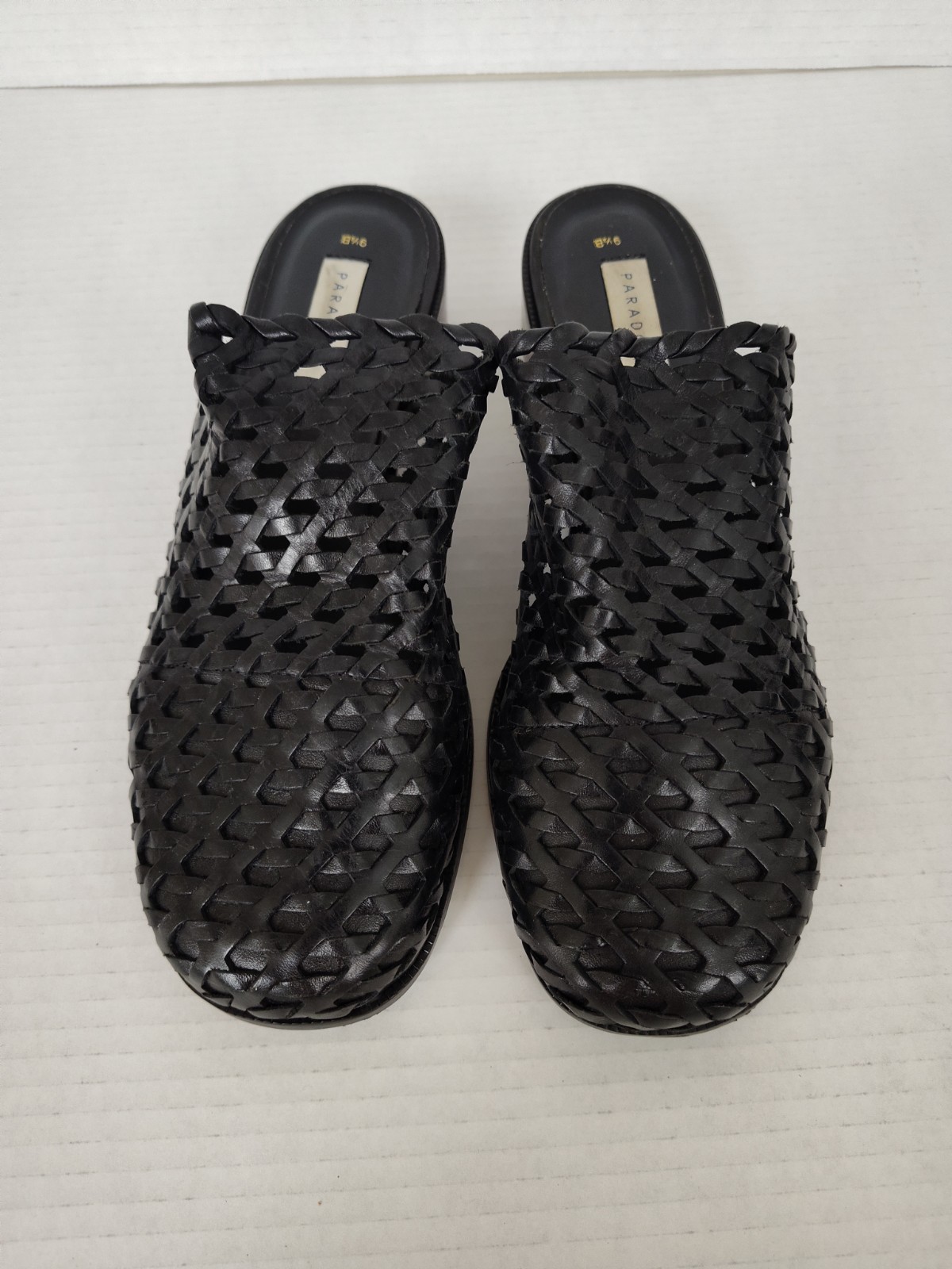 Paradox Black Leather Woven Slide Sandals Women’s Size 9.5 Shoes Made In Brazil
