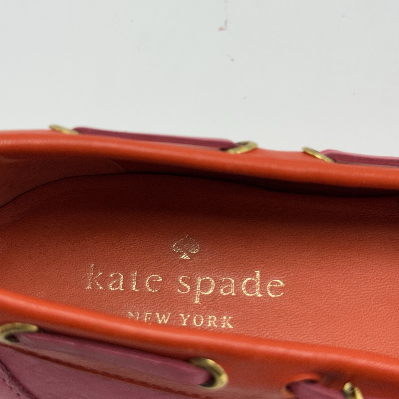 Kate Spade Boat Shoes Flats Bow Pink Red White Women’s Size 8M
