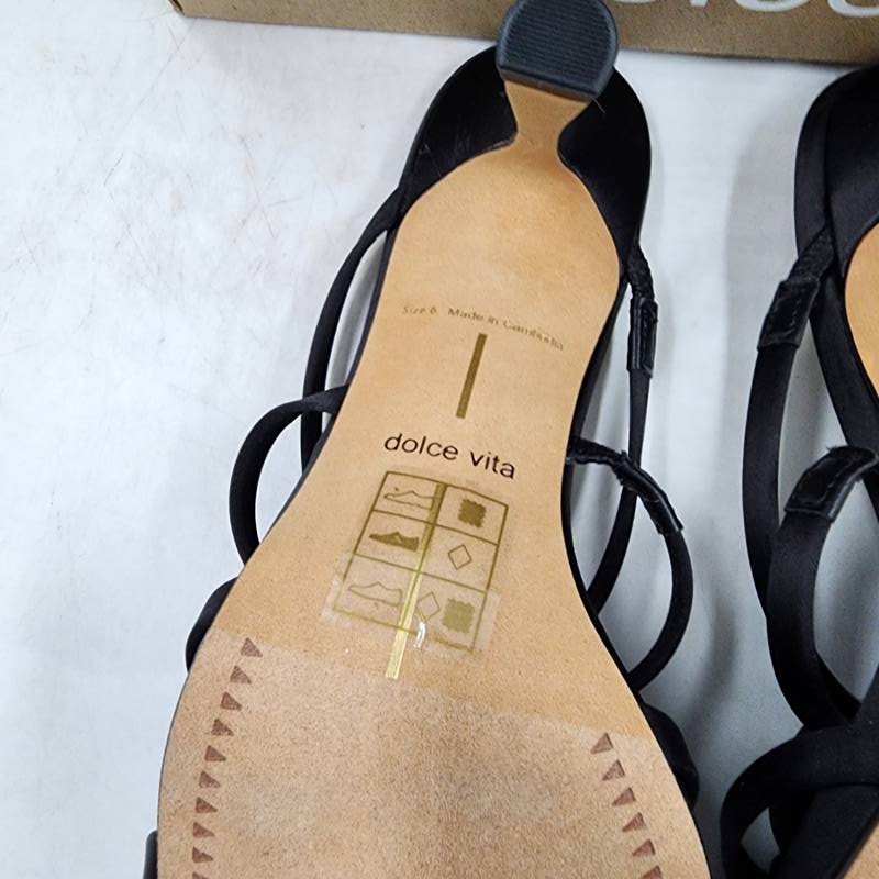 Dolce Vita Linzy Florette Two-Piece Dress Sandals Women’s US 6 Onyx Satin