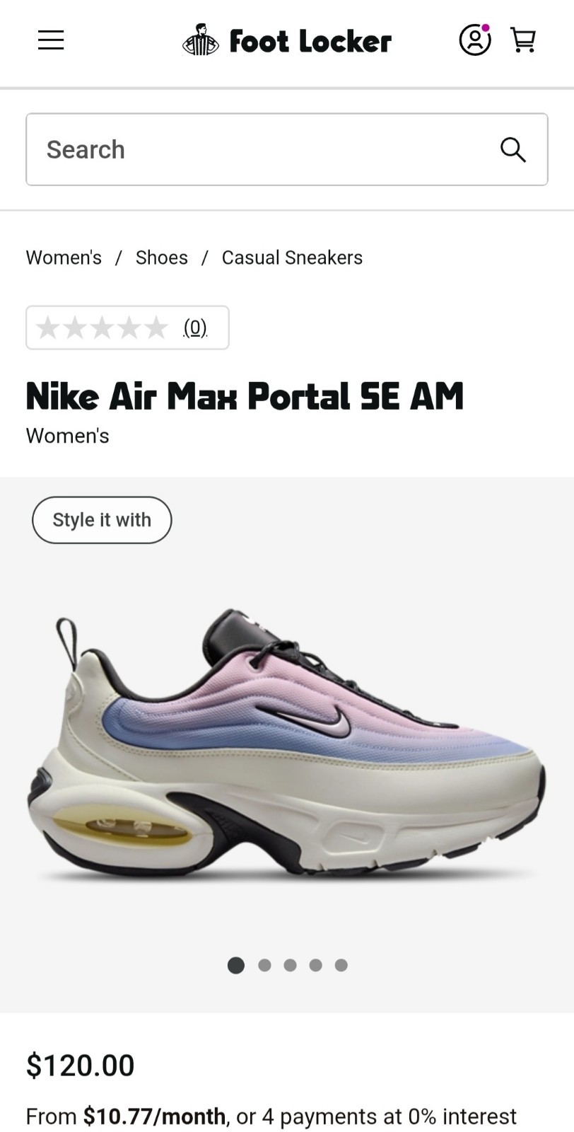 Nike Air Max Portal Sail/Pink Foam-Aluminum HV5761-133 Women Sz 11/Men 9.5 🔥🔥